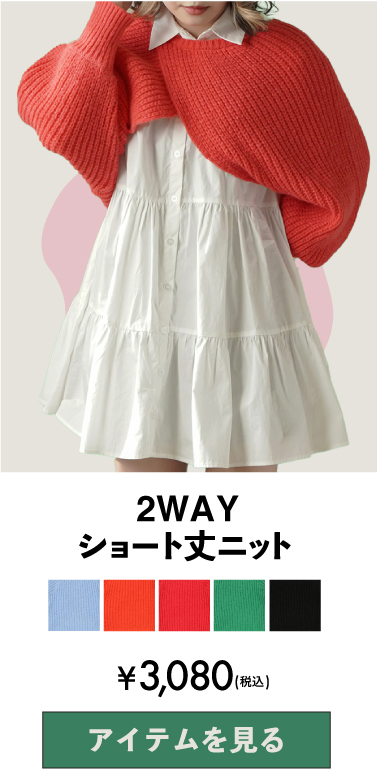 ショート丈 ビビットカラーニット