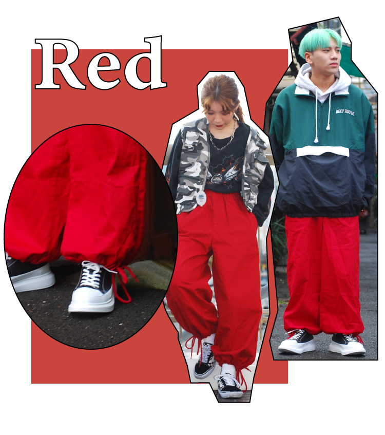 カラー別スノーパンツコーデ red