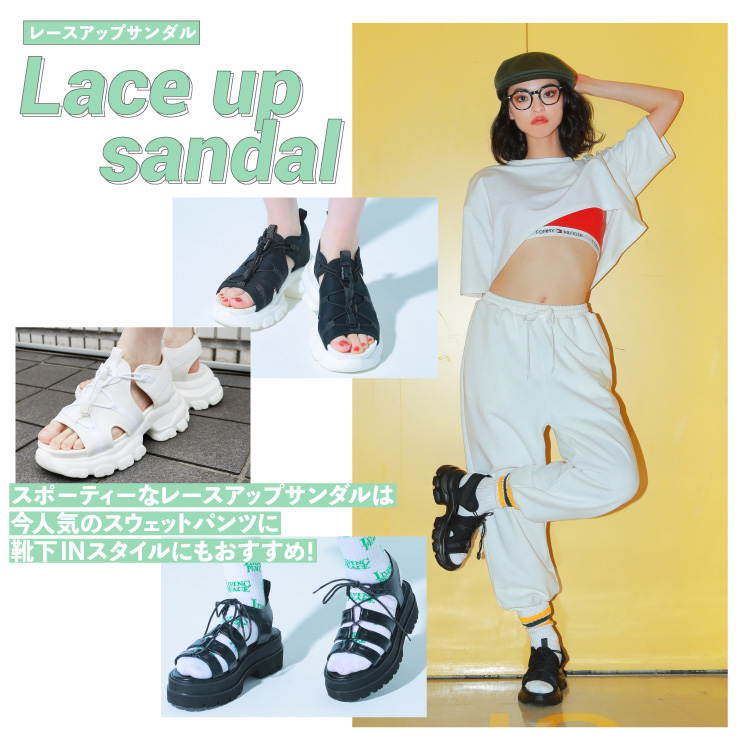 レースアップサンダル