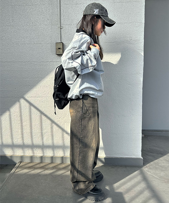 ナイロンプルオーバー グランジストリートコーディネート/2