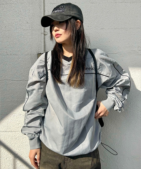 ナイロンプルオーバー グランジストリートコーディネート/4