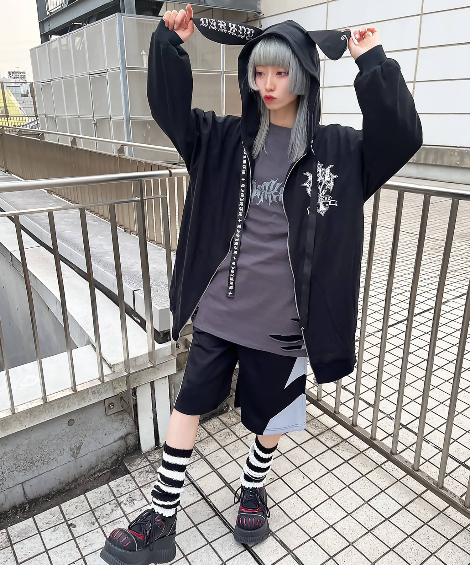 猫耳ニットキャップ/シャギー