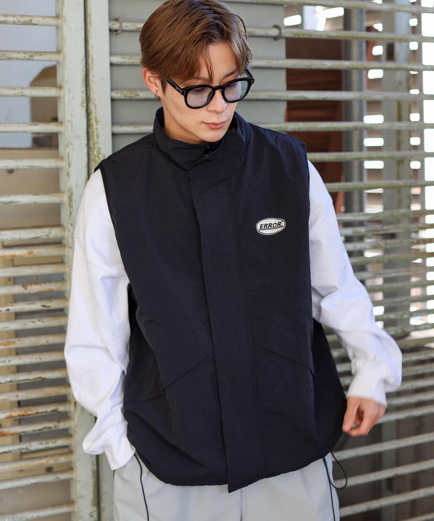 ナイロンベスト コーディネート1