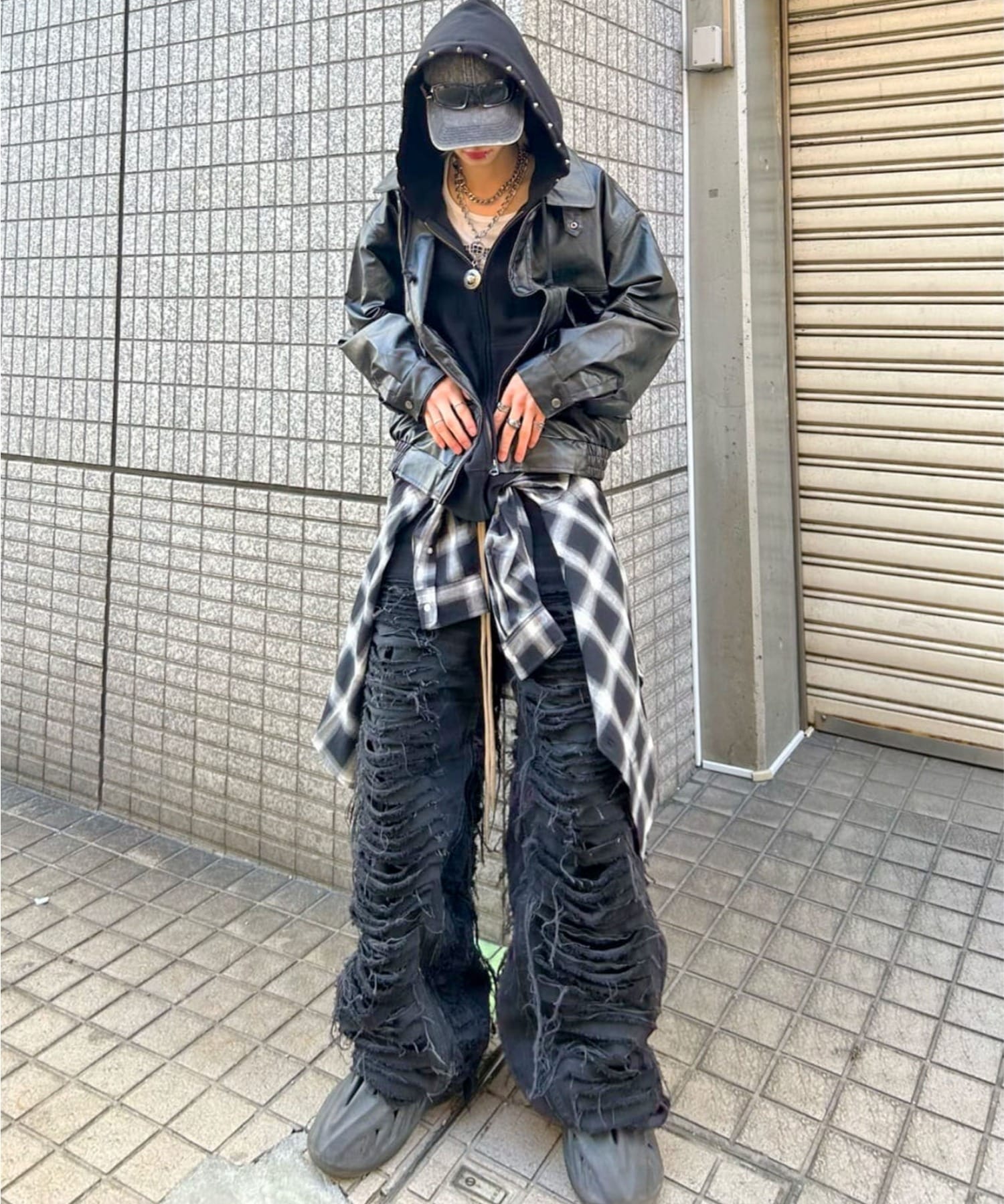 チェックシャツ コーディネート4