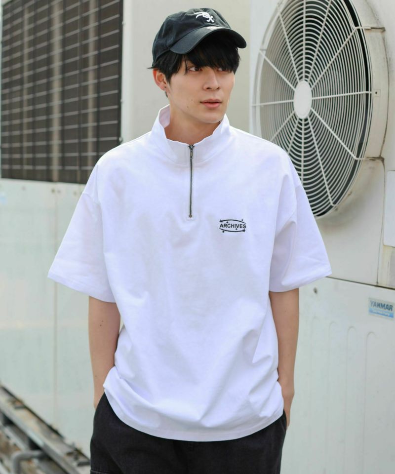 ハーフジップ半袖Tシャツ/ARCIVES
