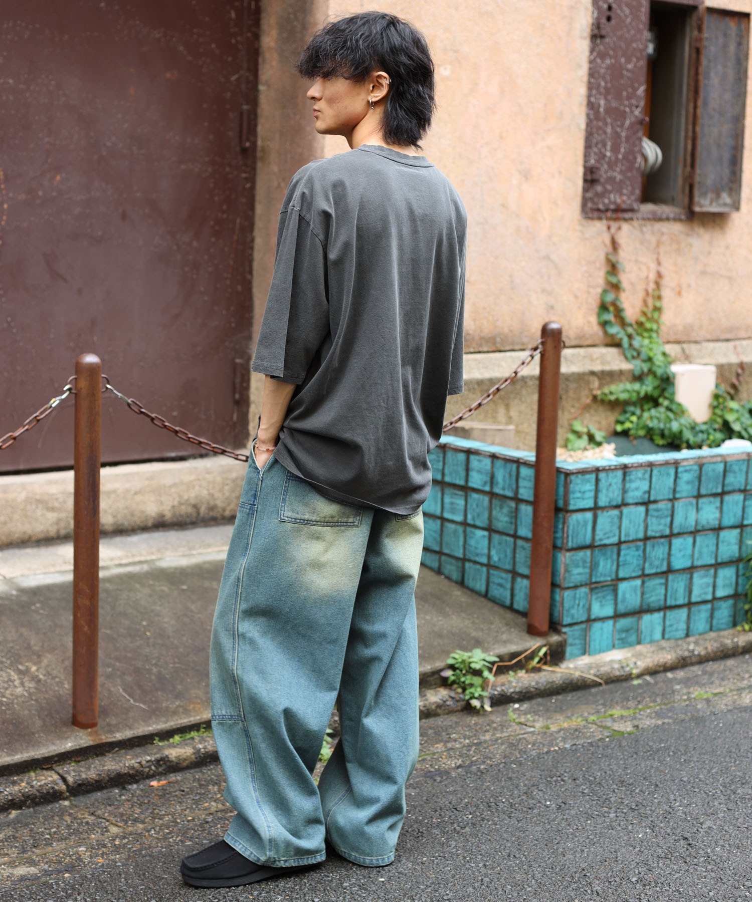 【S.M.L 3サイズ展開】ダイドダブルニーデニムパンツ コーデ3
