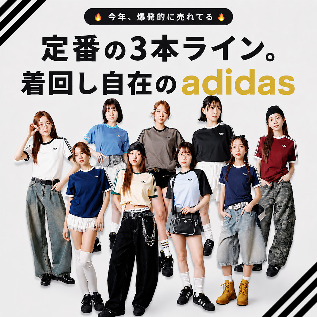 adidas Tシャツスタイリング