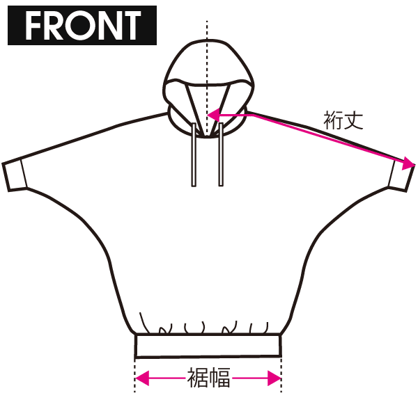 サイズガイド ドルマンスリーブ FRONT
