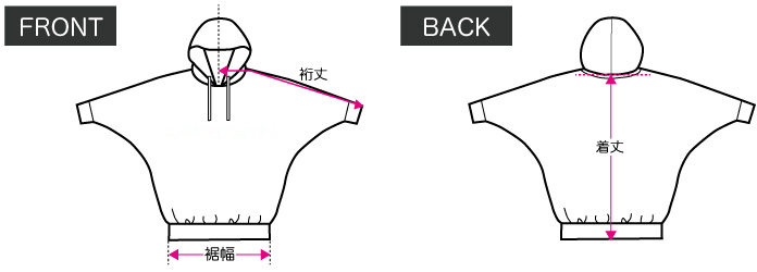 サイズガイド ドルマンスリーブ