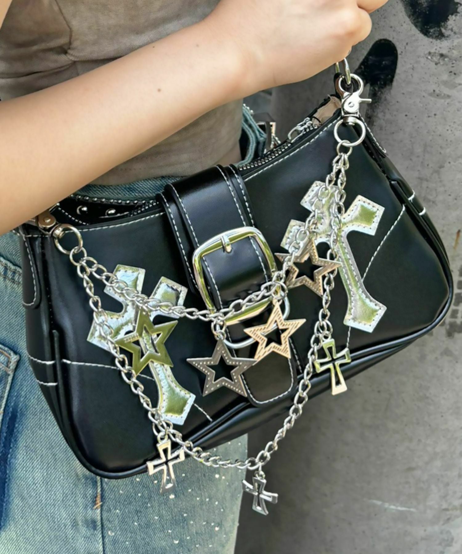 ウォレットチェーン/バッグチェーン/2連モチーフ＜メール便対応