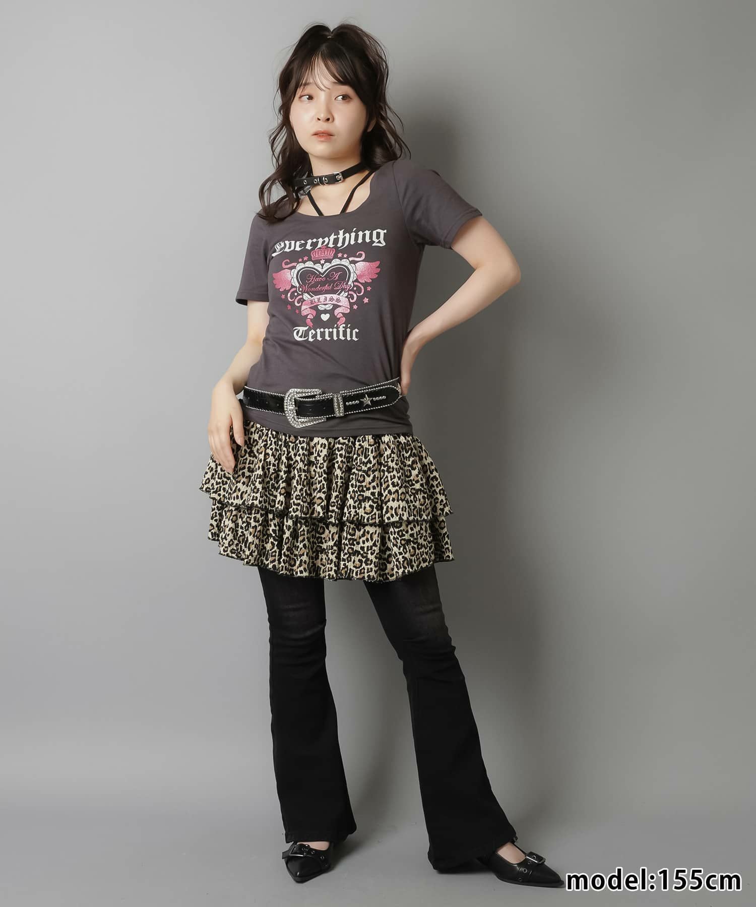 トレンドのレオパード柄ティアードミニスカート｜SPINNS（スピンズ