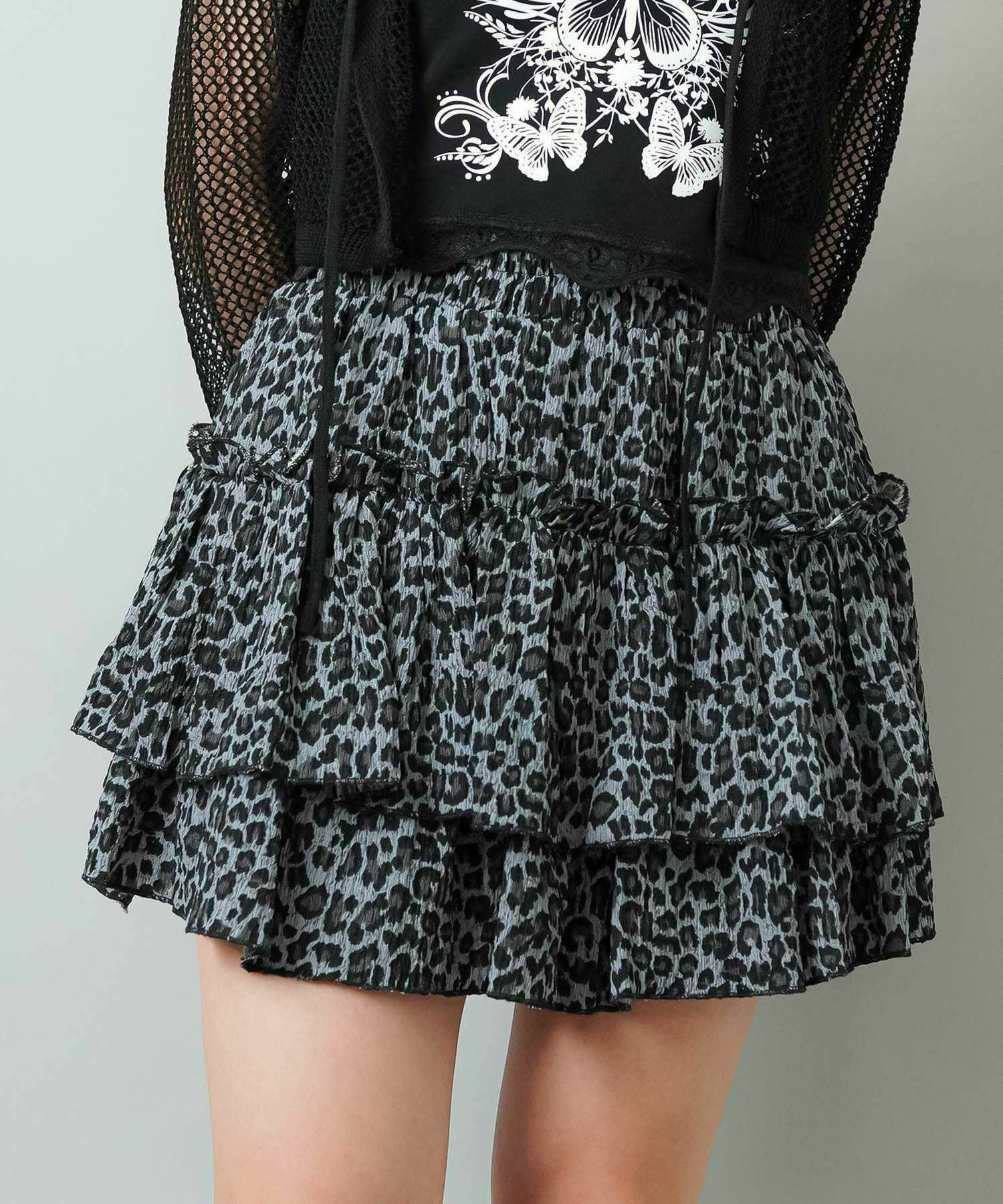 トレンドのレオパード柄ティアードミニスカート｜SPINNS（スピンズ