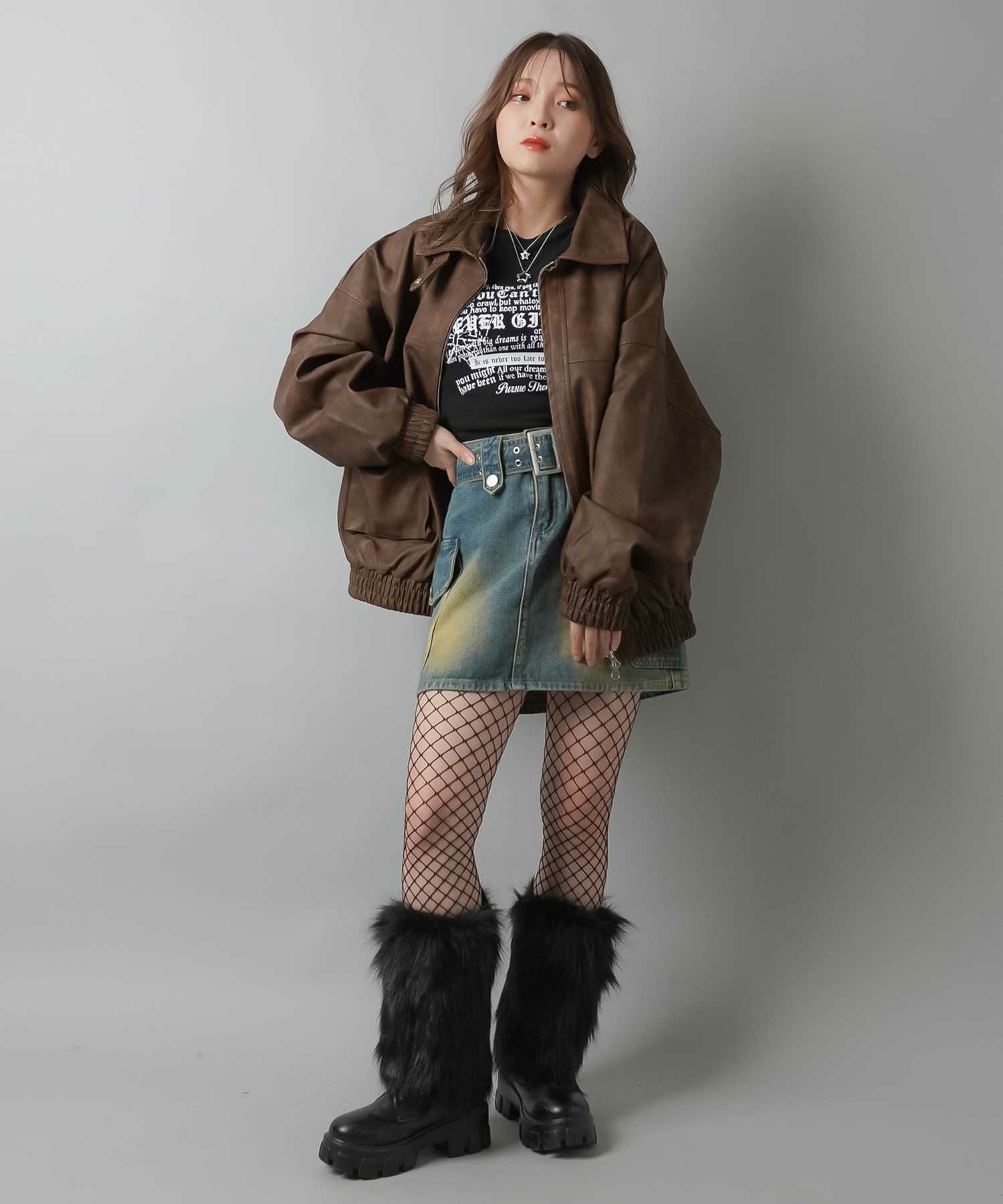 GOLDS infinity ファー レッグウォーマー ブラック sedacle girl（セダクルガール） レッグウォーマー フェイクファー