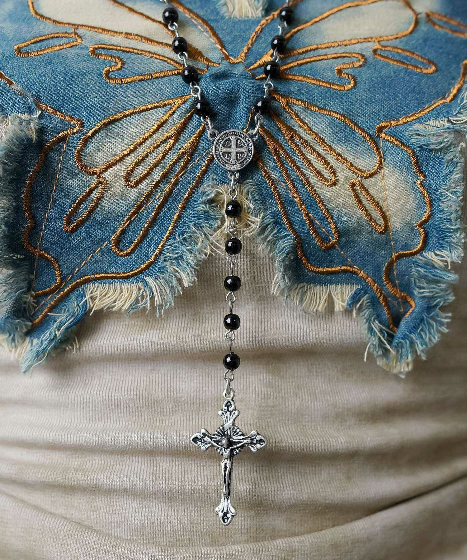 フェアリーグランジビーズネックレス｜ロザリオクロスデザイン
