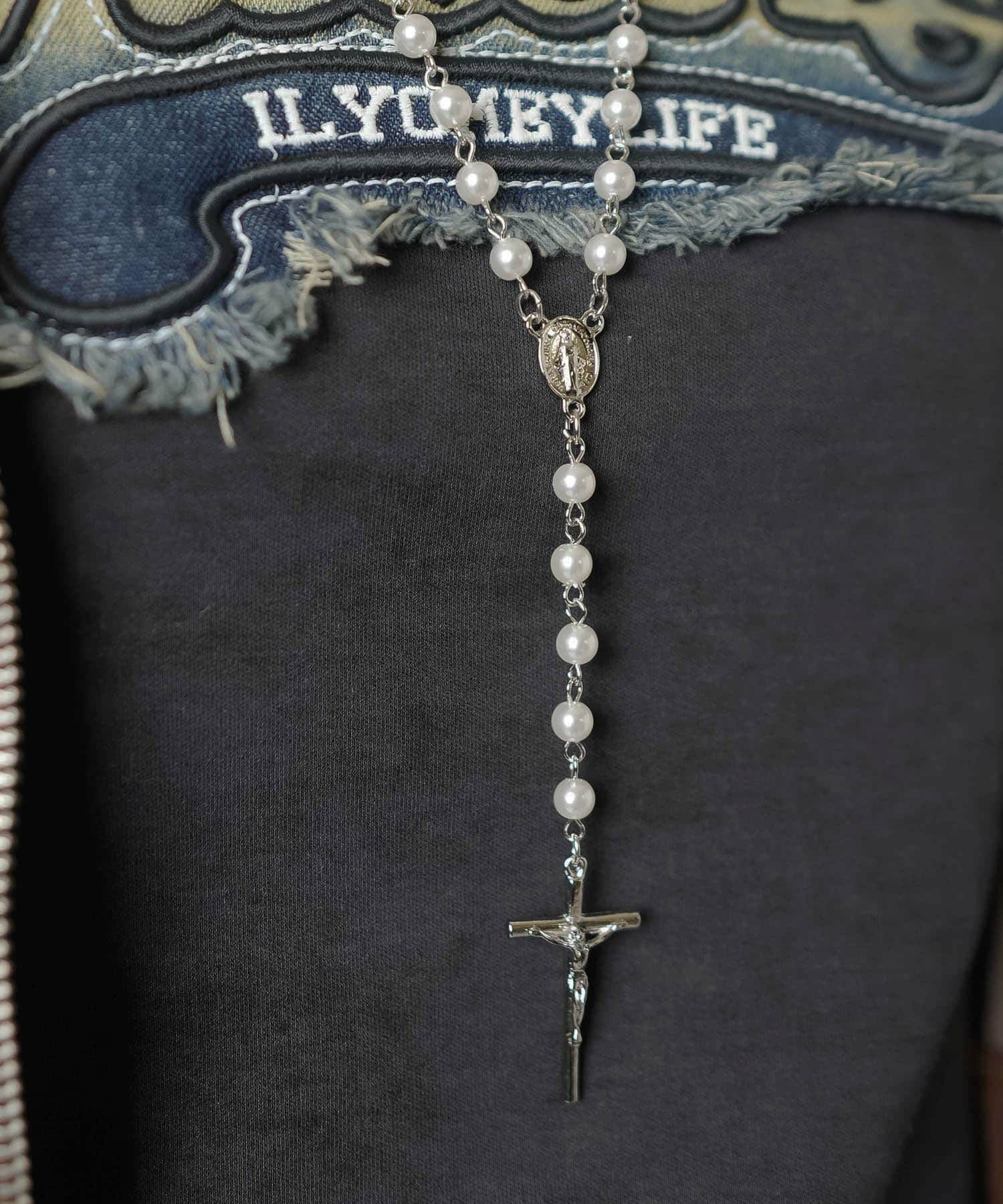フェアリーグランジビーズネックレス｜ロザリオクロスデザイン