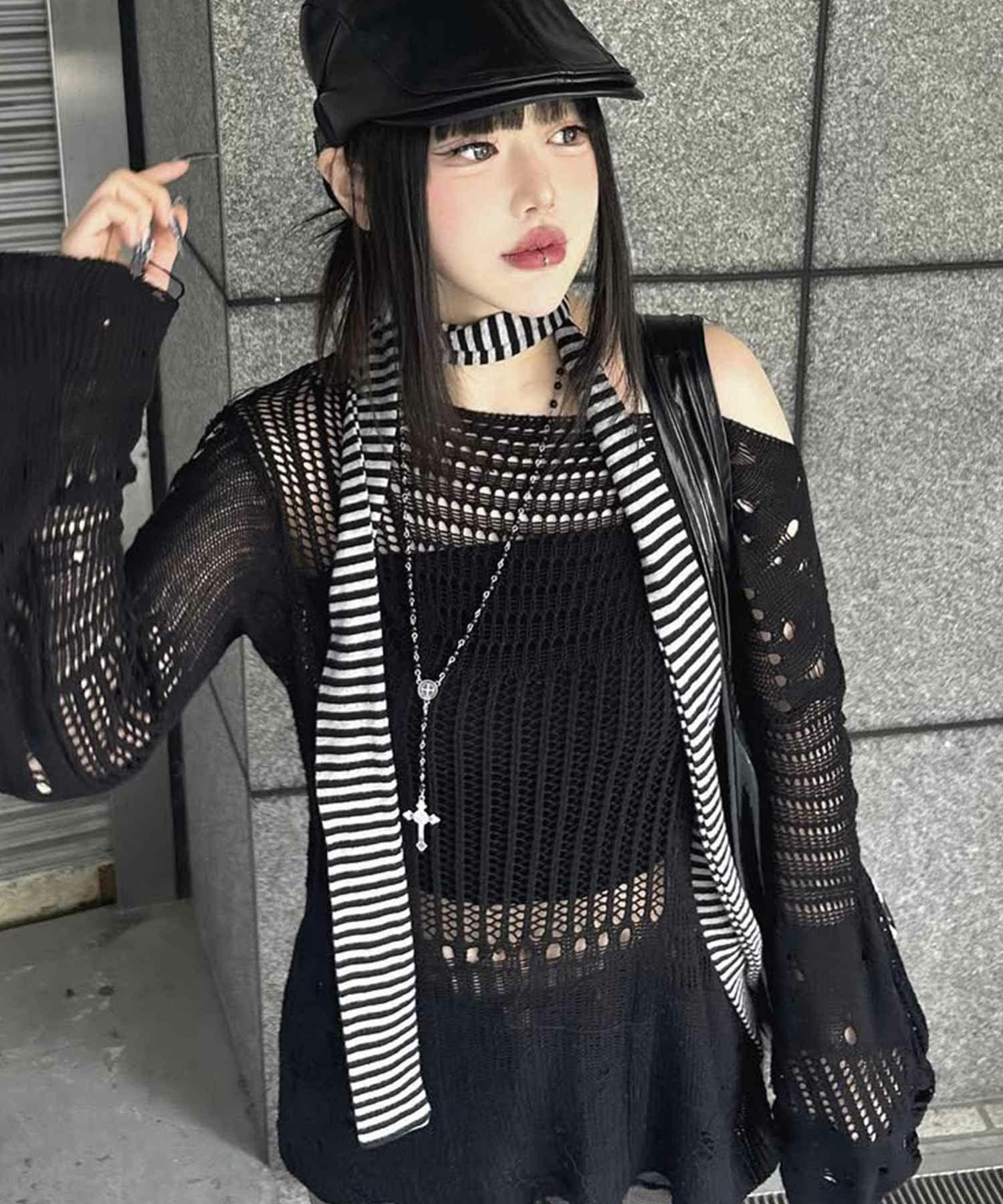 フェアリーグランジビーズネックレス｜ロザリオクロスデザイン