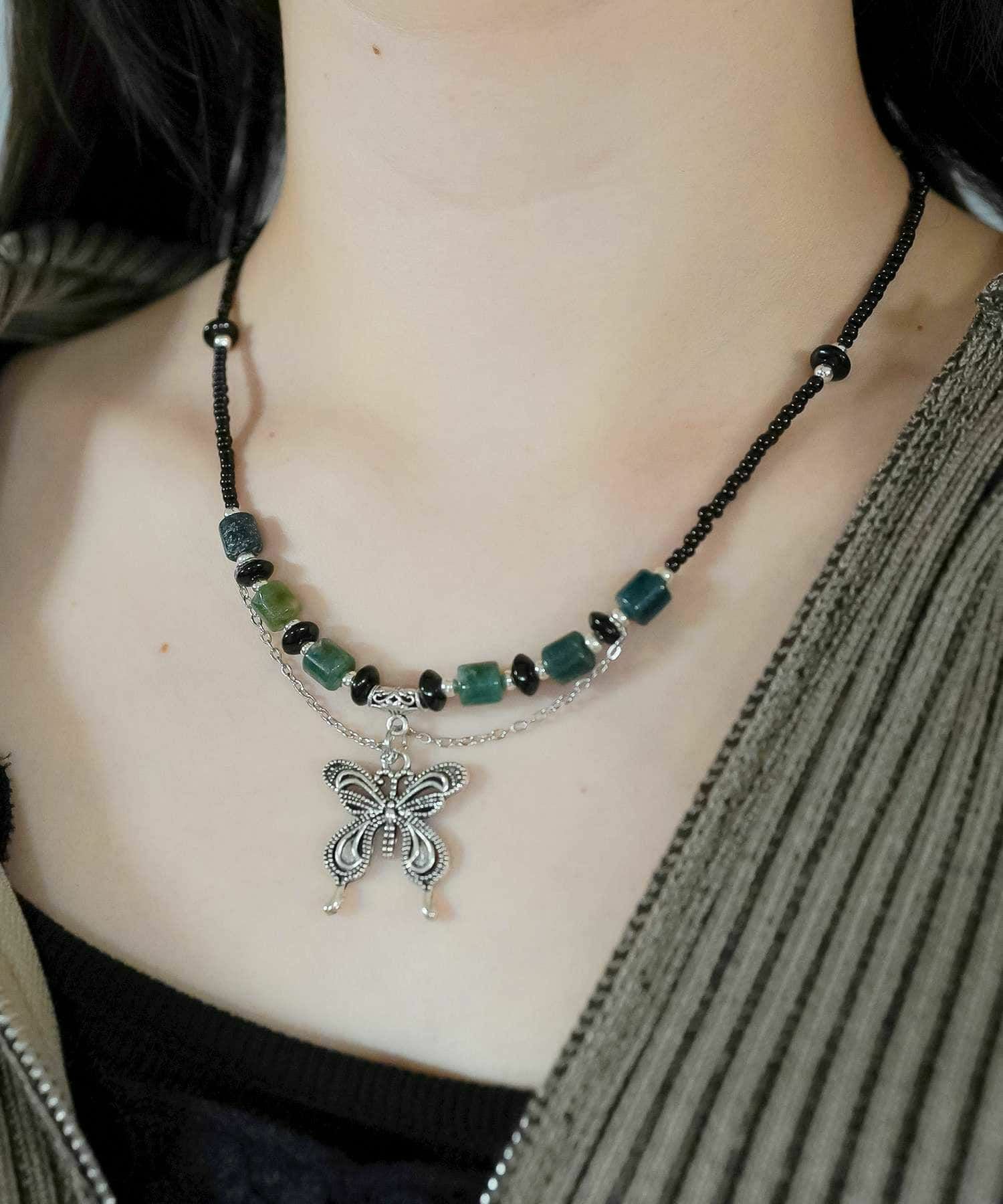 34%OFF】バタフライ/ビーズネックレス/#フェアリーグランジ＜メール便