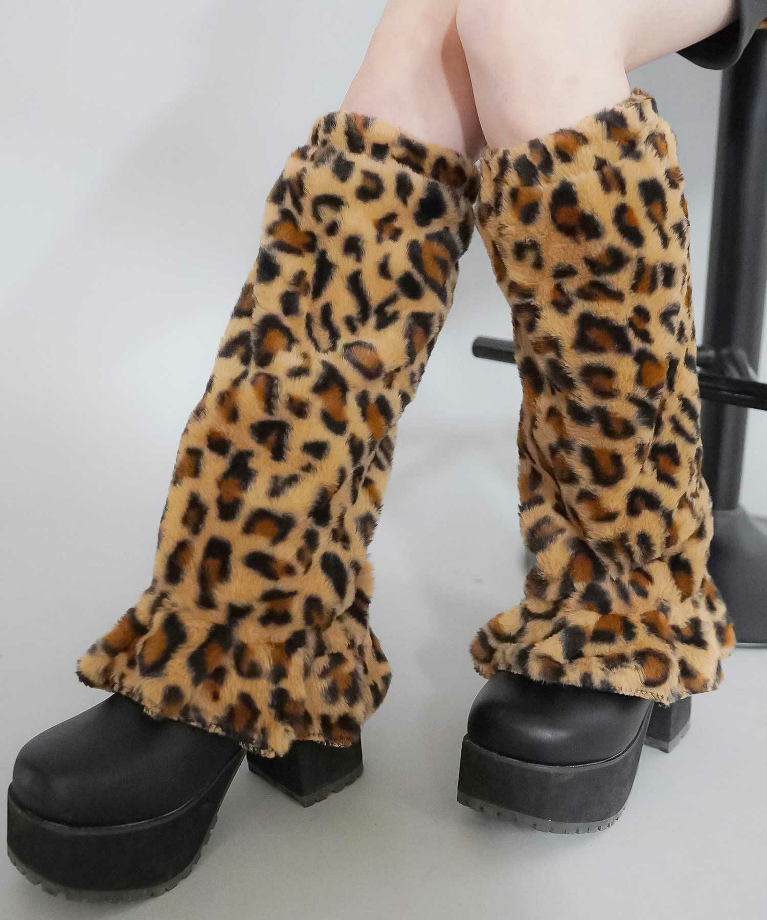 94%OFF】平成ギャル☆フェイクファーレッグカバー/ヒョウ柄/レオパード