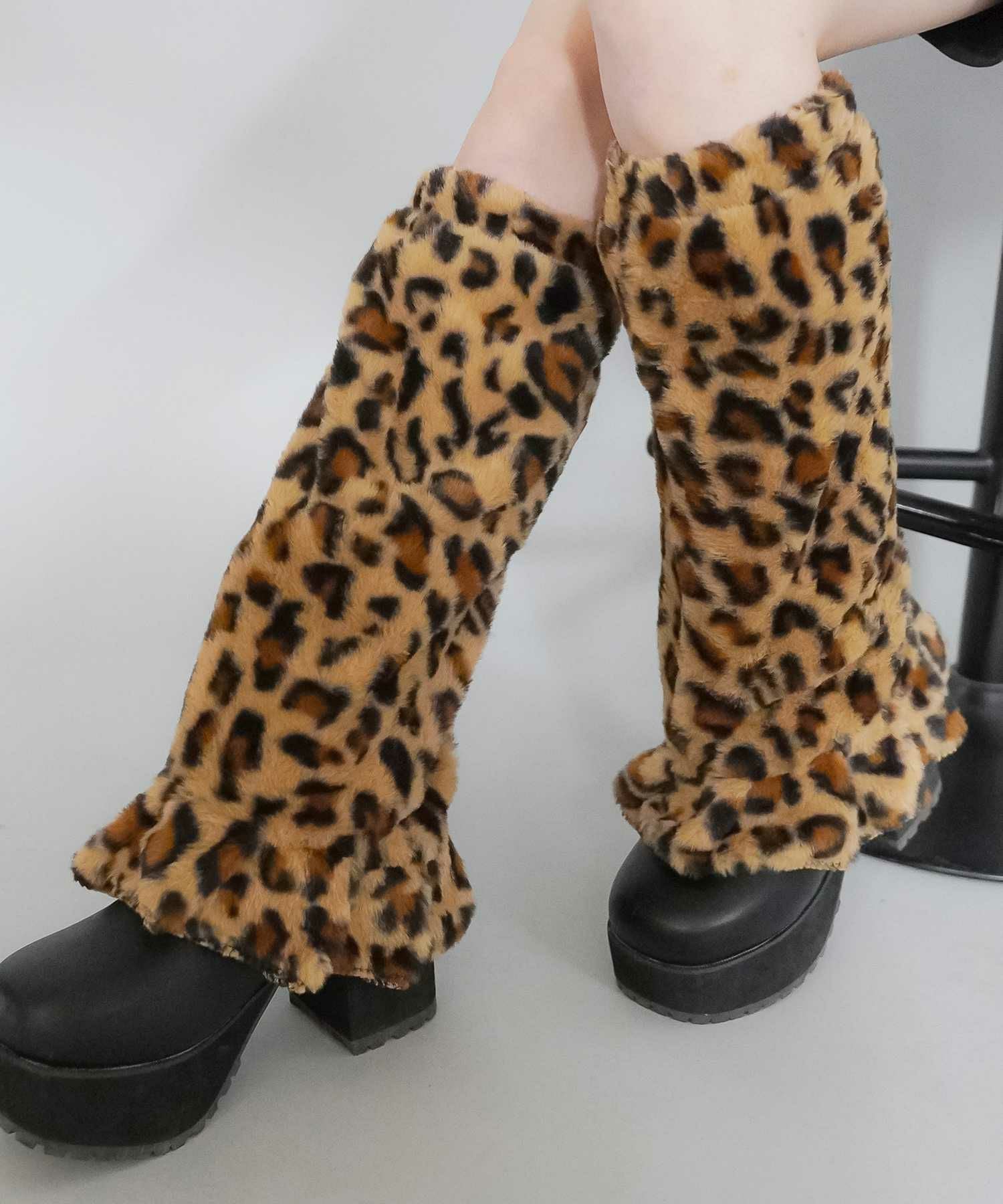 94%OFF】平成ギャル☆フェイクファーレッグカバー/ヒョウ柄/レオパード