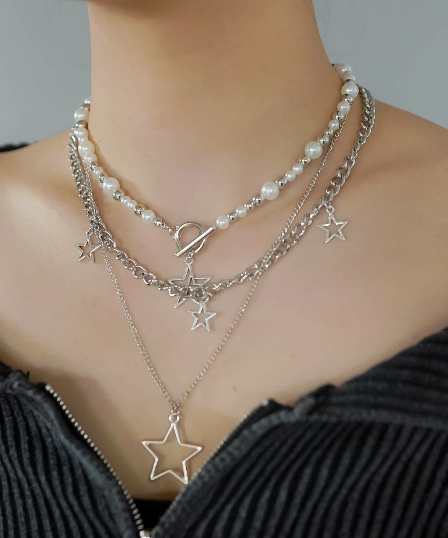 メタルネックレス/3連5スター＜メール便対応＞ | SPINNS WEB STORE