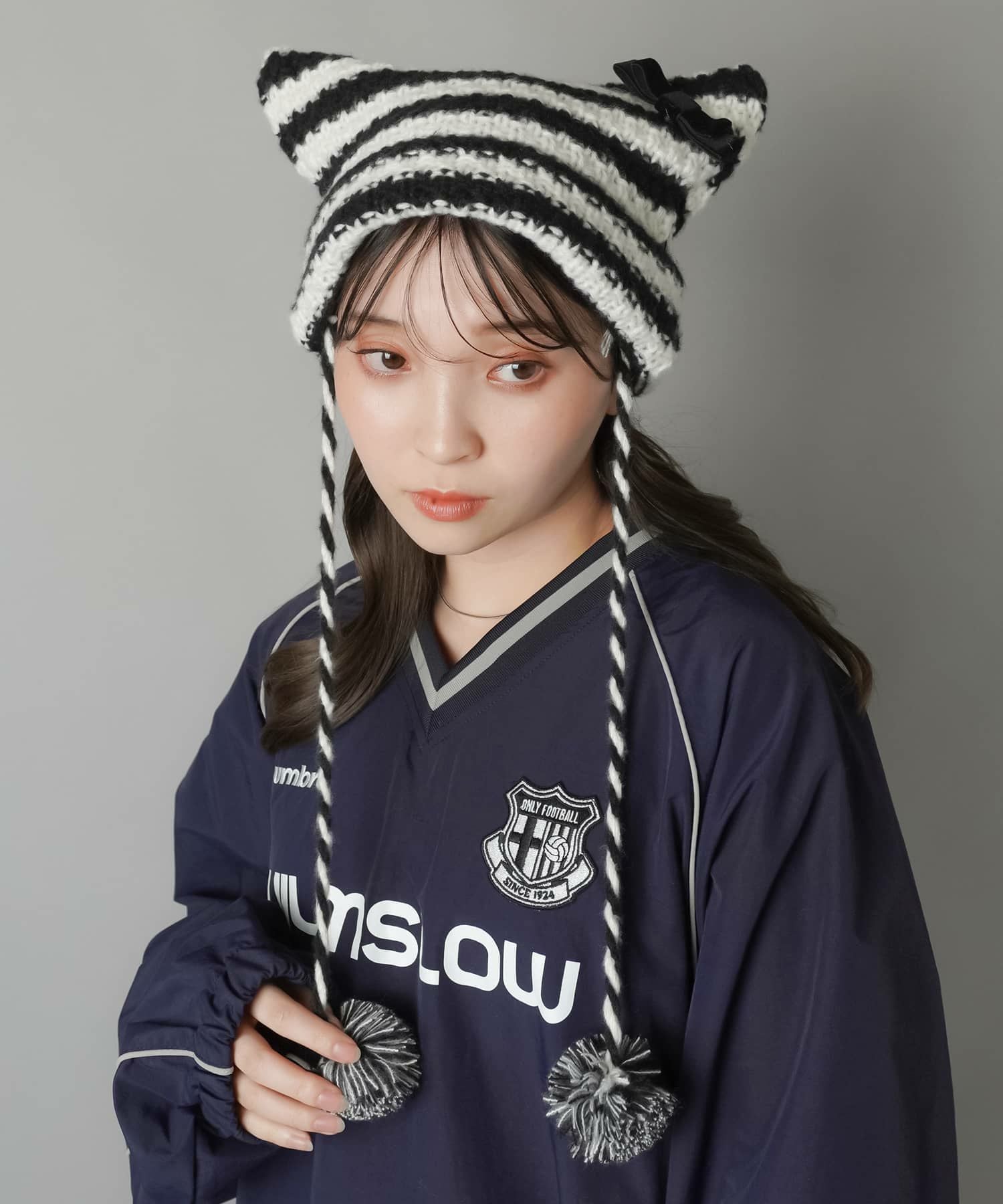 ポンポンとリボン付き猫耳ニット帽|限定商品＆SALE情報も|SPINNS公式通販