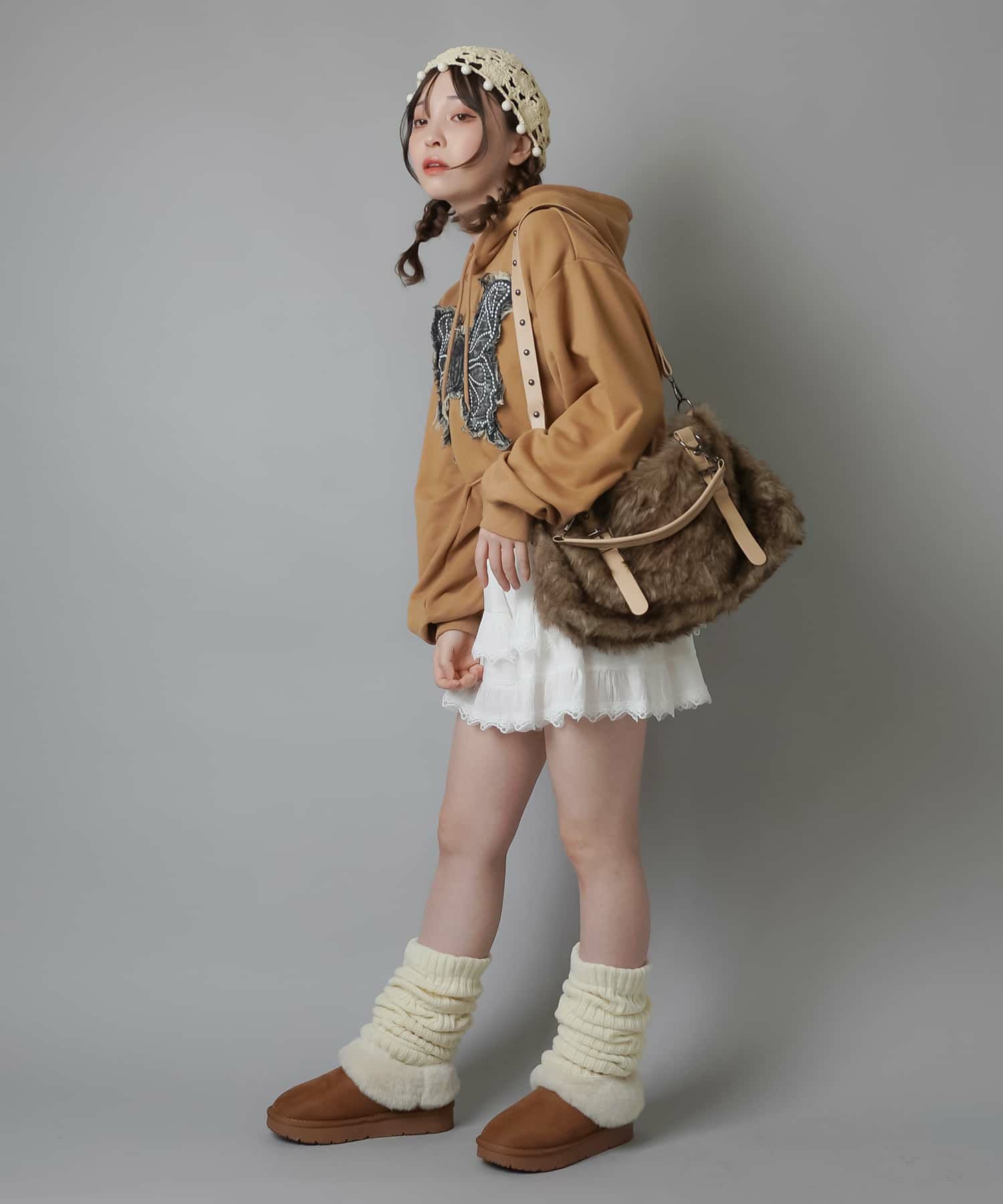 75%OFF】フェイクファーショルダーバッグ/スエードベルト/#NEO森ガール