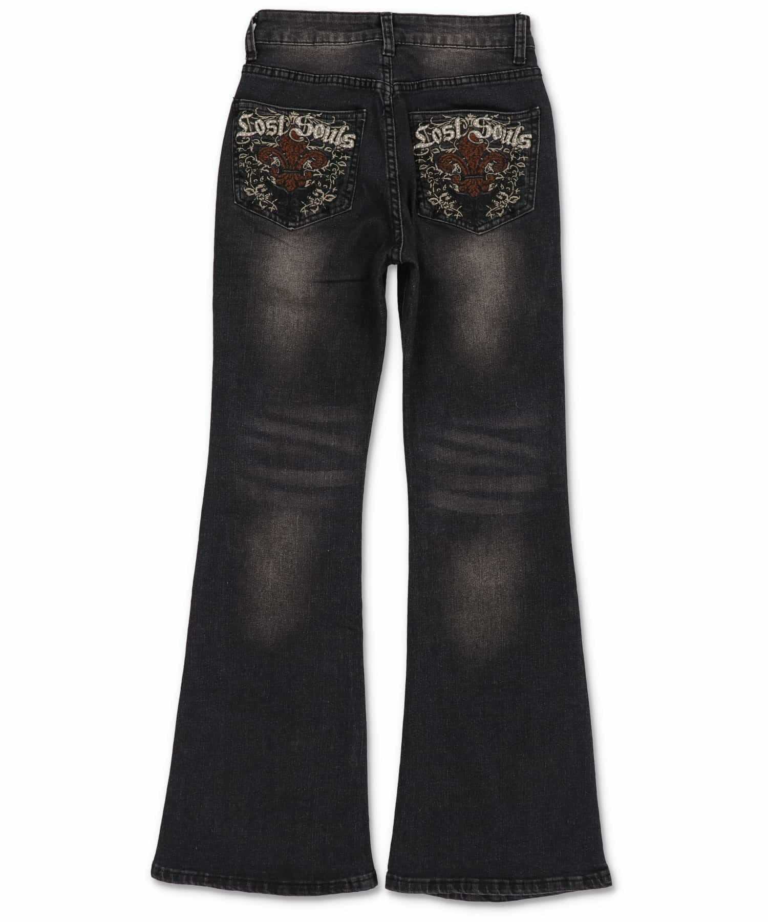 80%OFF】デニムフレアパンツ/バック刺しゅう/2サイズ展開 | SPINNS WEB