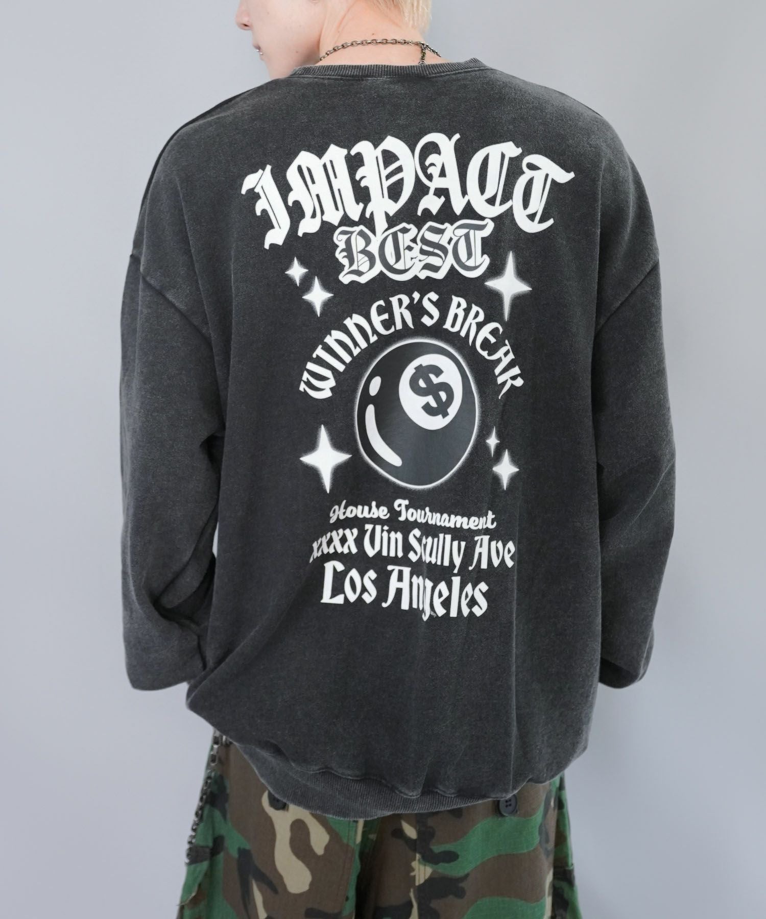 75%OFF】バックプリントスウェット/8ボールダイスデザイン | SPINNS