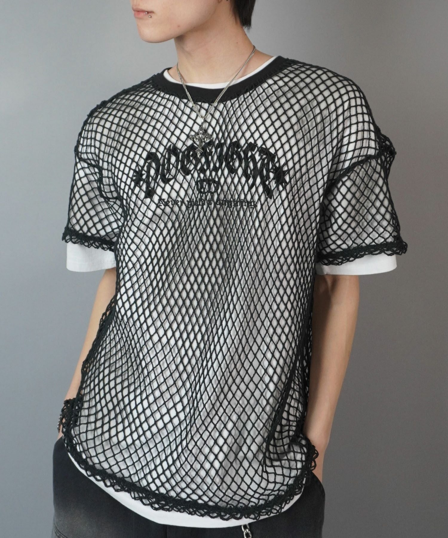 新品　正規品　ズン S メッシュ　Tシャツ 88%OFF】メッシュニットカットソー/半袖/レイヤード | SPINNS WEB