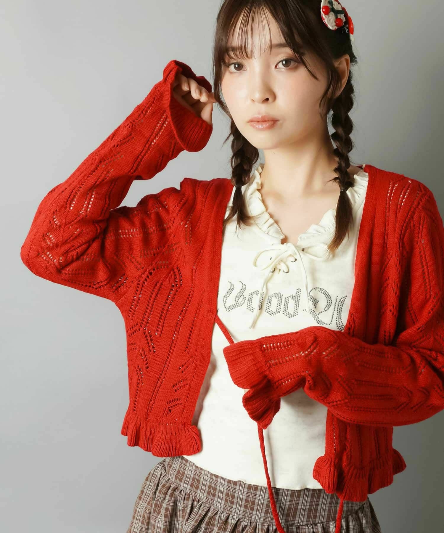 透かし編みニットボレロ/フリルリボン | SPINNS WEB STORE | SPINNS