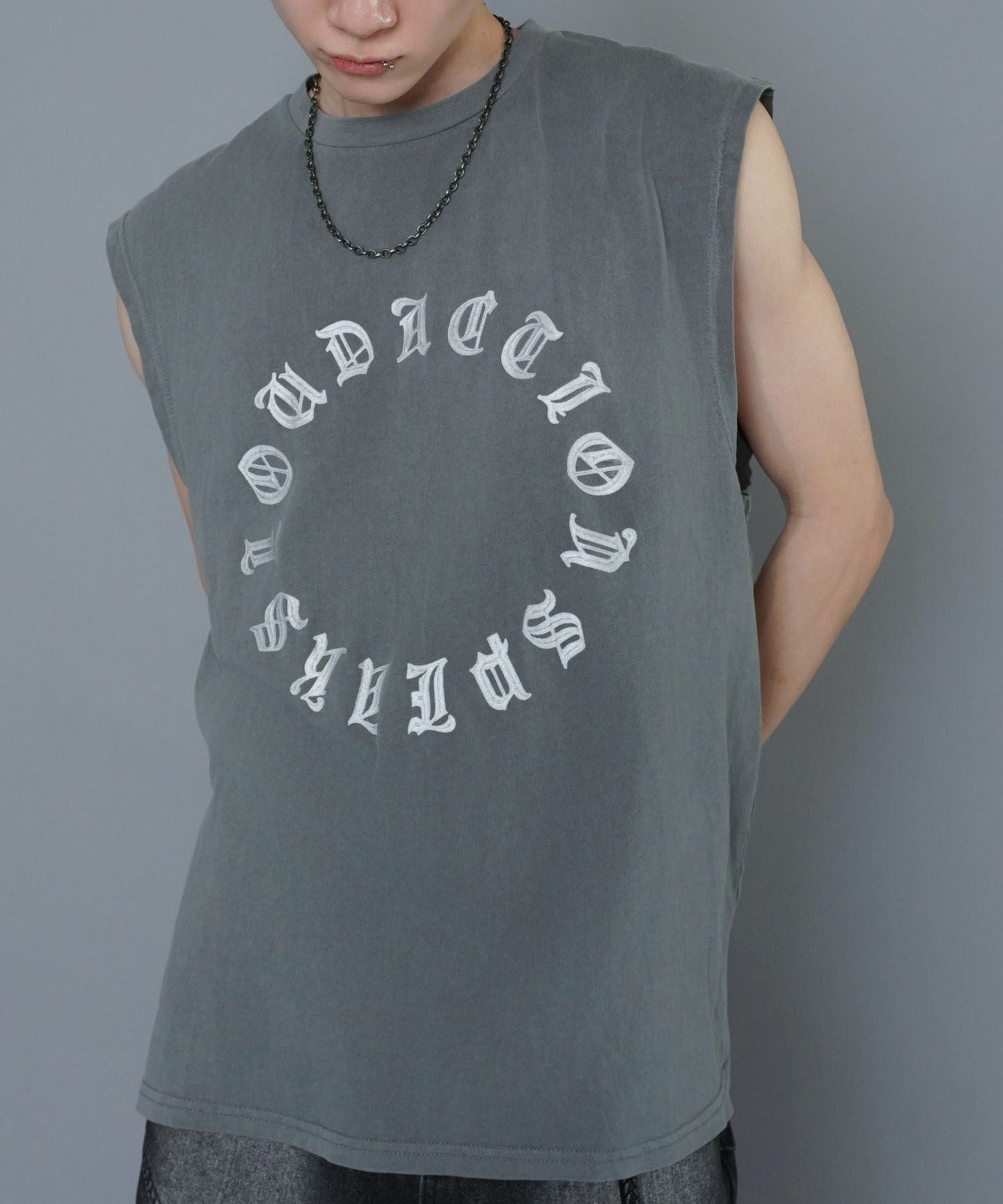 80%OFF】ピグメントノースリーブTシャツ/サークルロゴ | SPINNS WEB