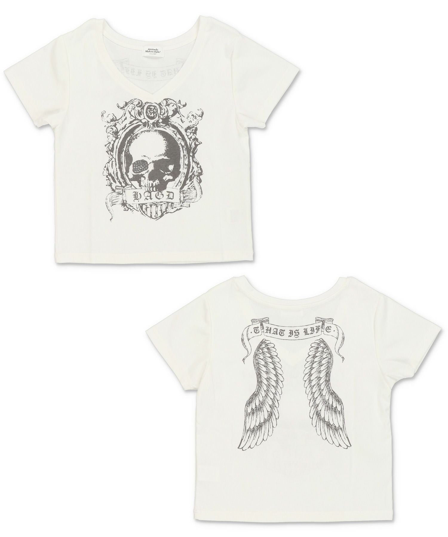 chii_saku_naru薔薇刺繍動物プリント白Tシャツy2k平成ギャル 80%OFF】平成ギャルTシャツ/Vネックスカル | SPINNS WEB STORE