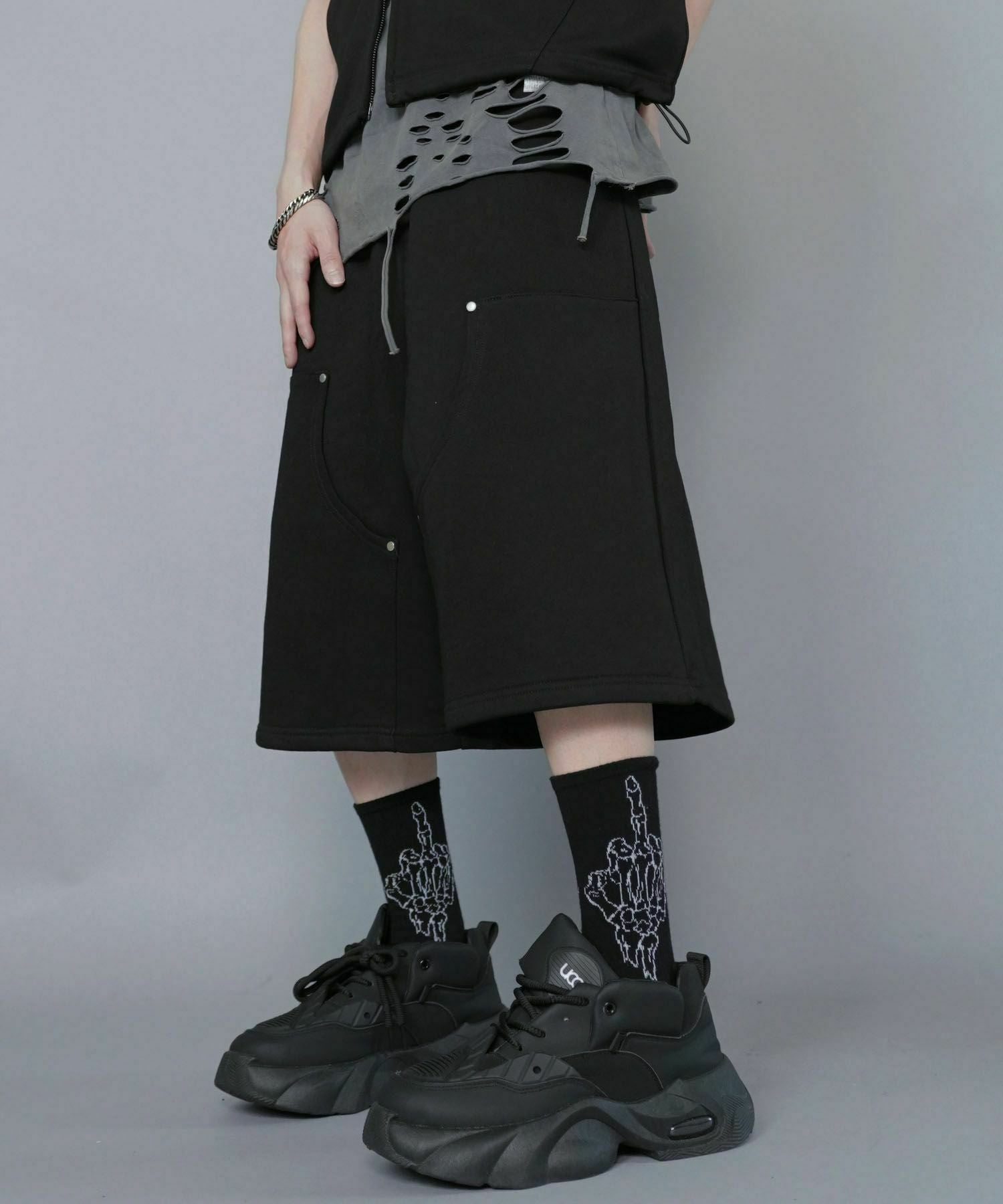 51%OFF】スウェットハーフパンツ/ダブルニー/セットアップ対応