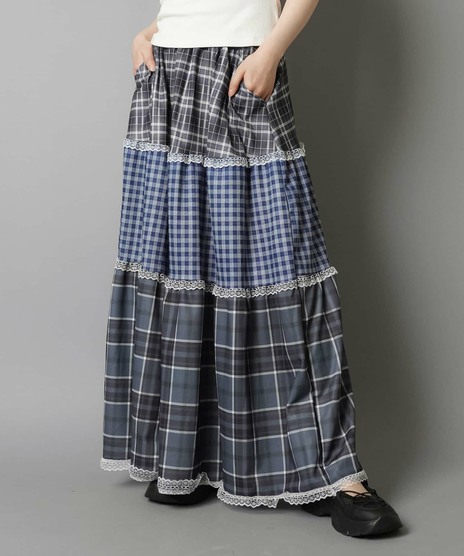 51%OFF】ロングスカート/つぎはぎチェック/パッチワーク/#NEO森ガール