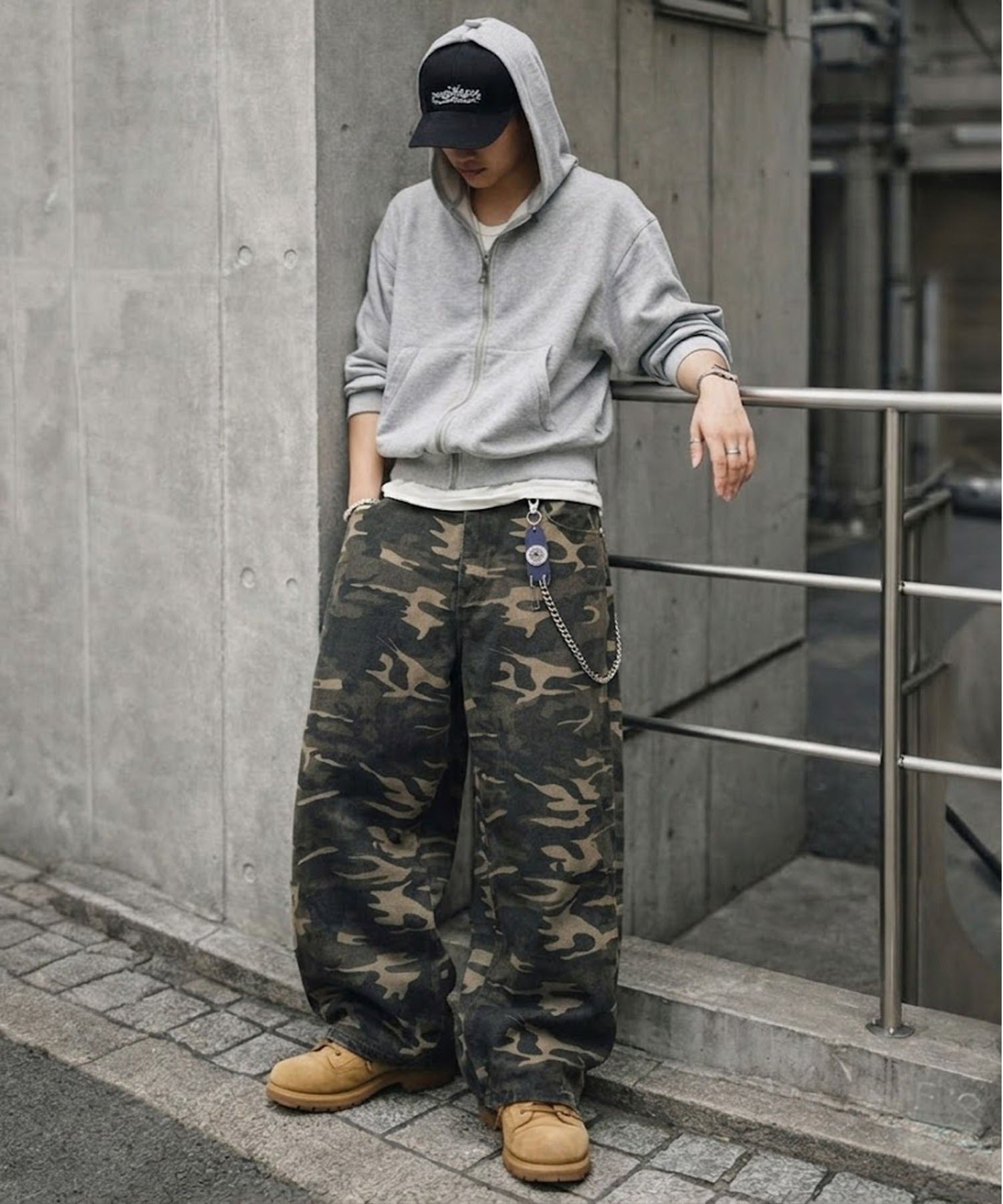 Iroquois カモフラージュ柄 カーゴパンツ カーゴパンツ メンズ ワイドパンツ 総柄 迷彩 カモフラ タイダイ ムラ