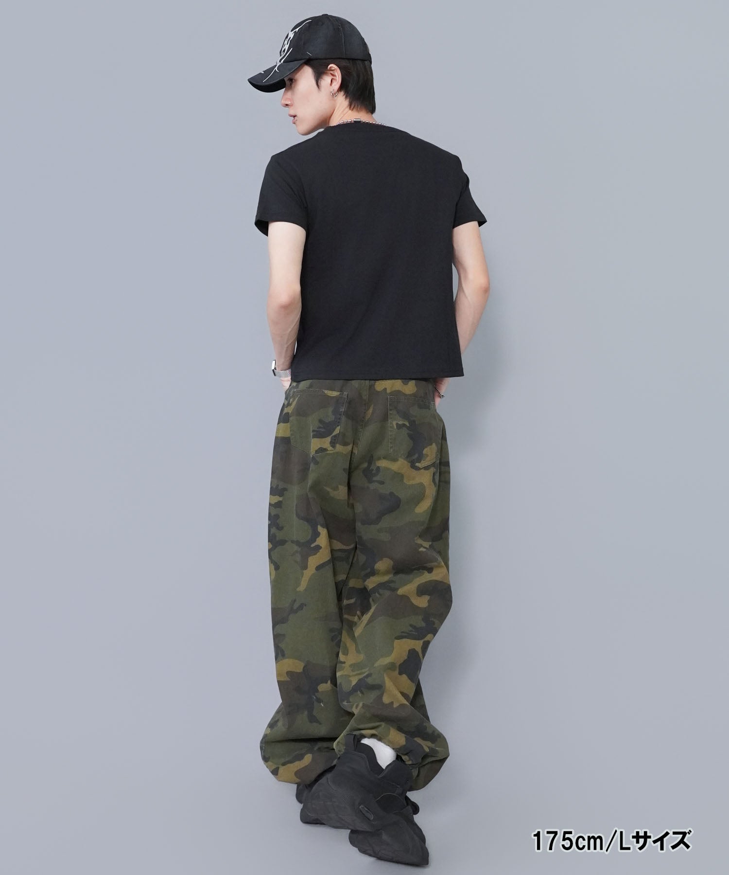 カモフラージュ柄ミリタリーワイドパンツ（リアルツリー）/ドロー