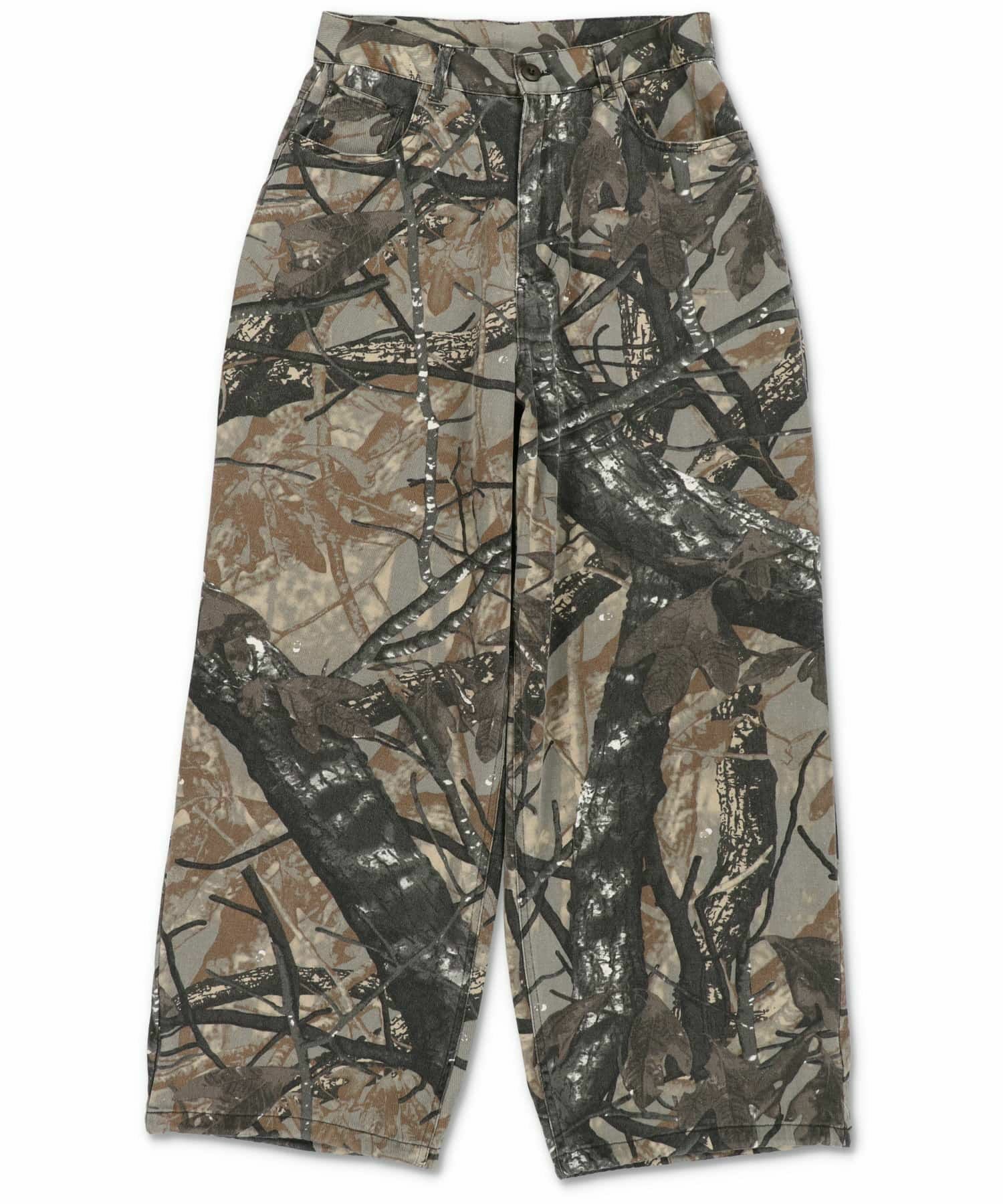カモフラージュ柄ミリタリーワイドパンツ（リアルツリー）/ドロー