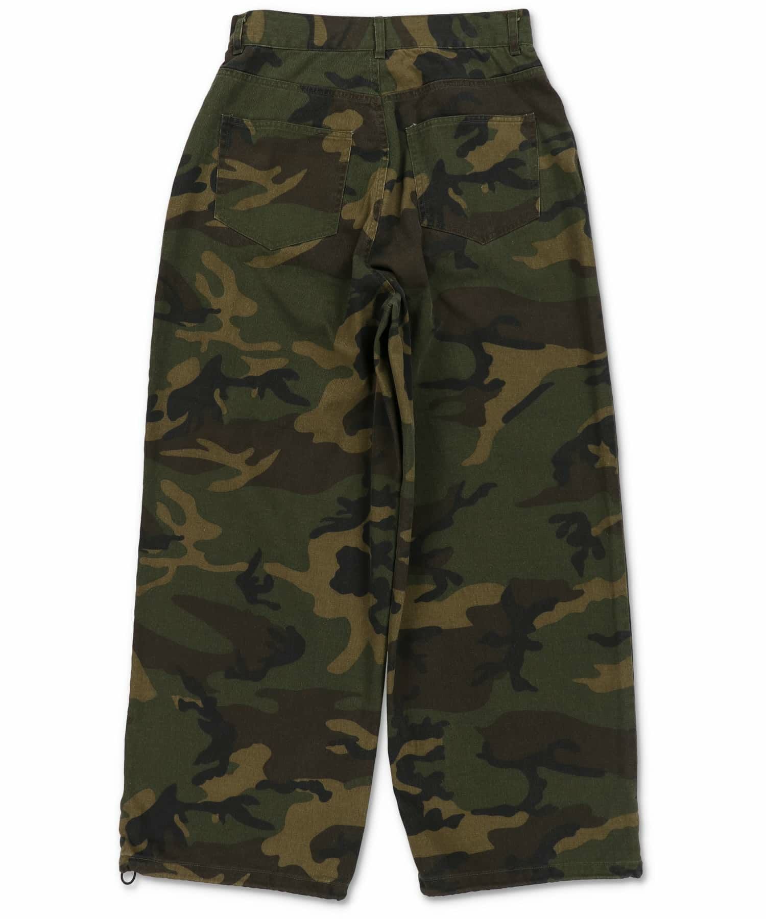 カモフラージュ柄ミリタリーワイドパンツ（リアルツリー）/ドロー