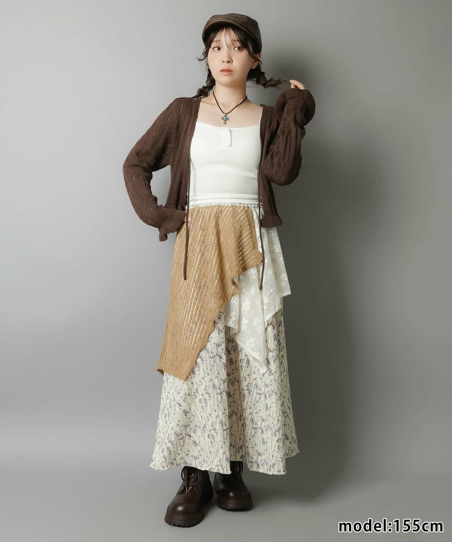 75%OFF】ロングスカート/レースレイヤード/小花柄/#NEO森ガール