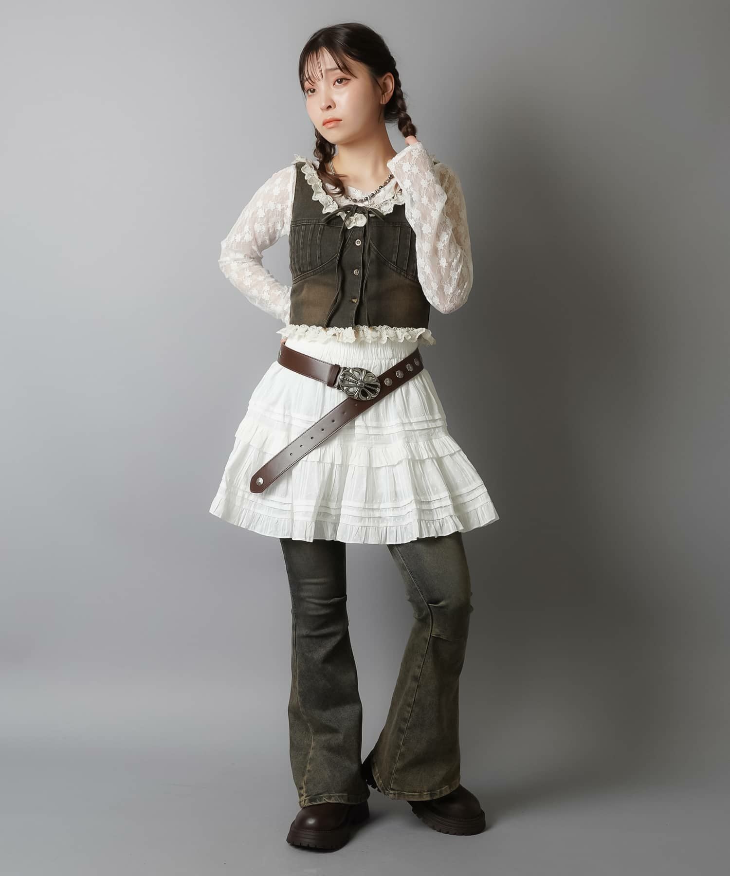 合皮ベルト/アンティークシルバークロスバックル | SPINNS WEB STORE