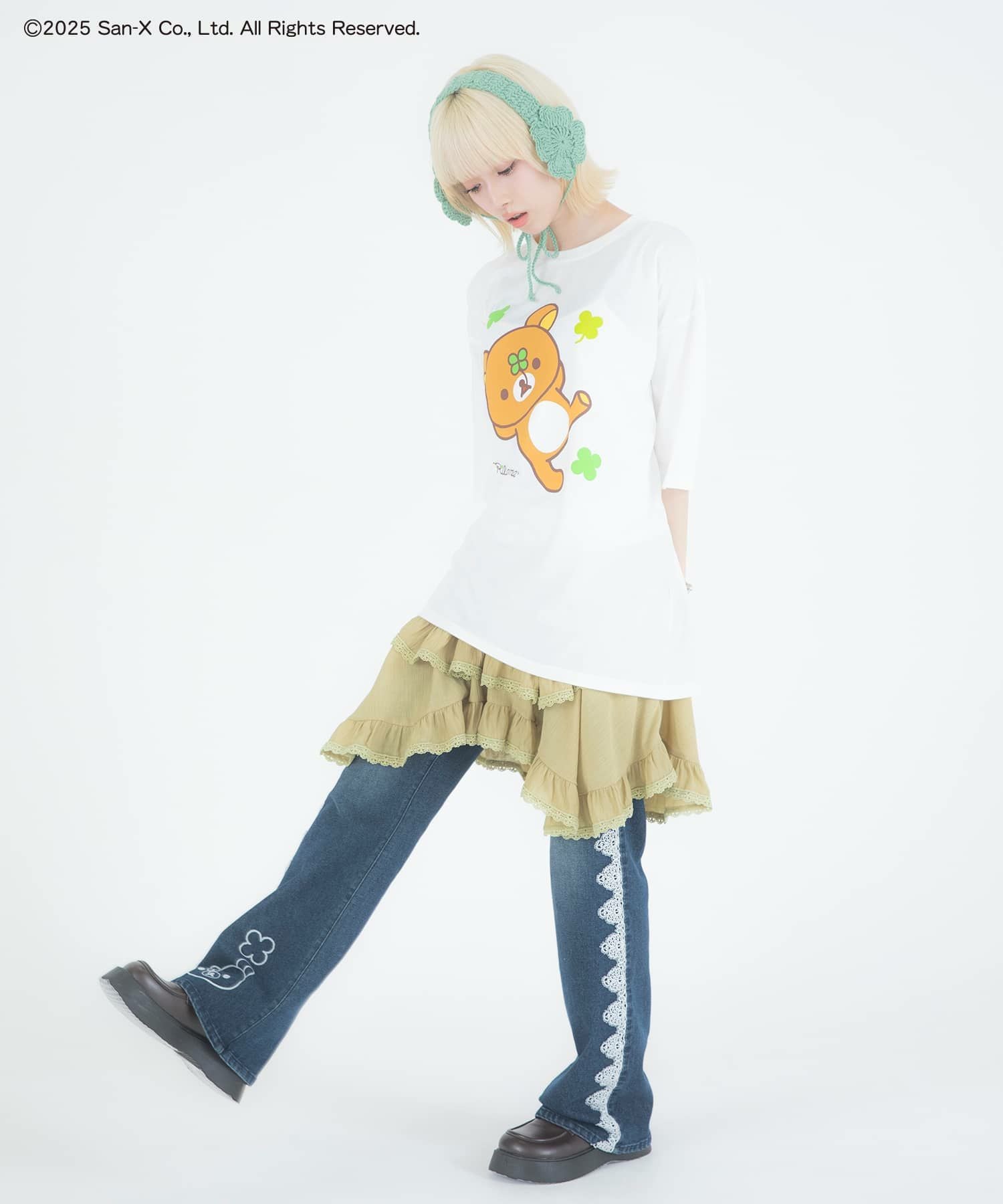 85%OFF】『リラックマ×SPINNS』 レースデニムフレアパンツ | SPINNS