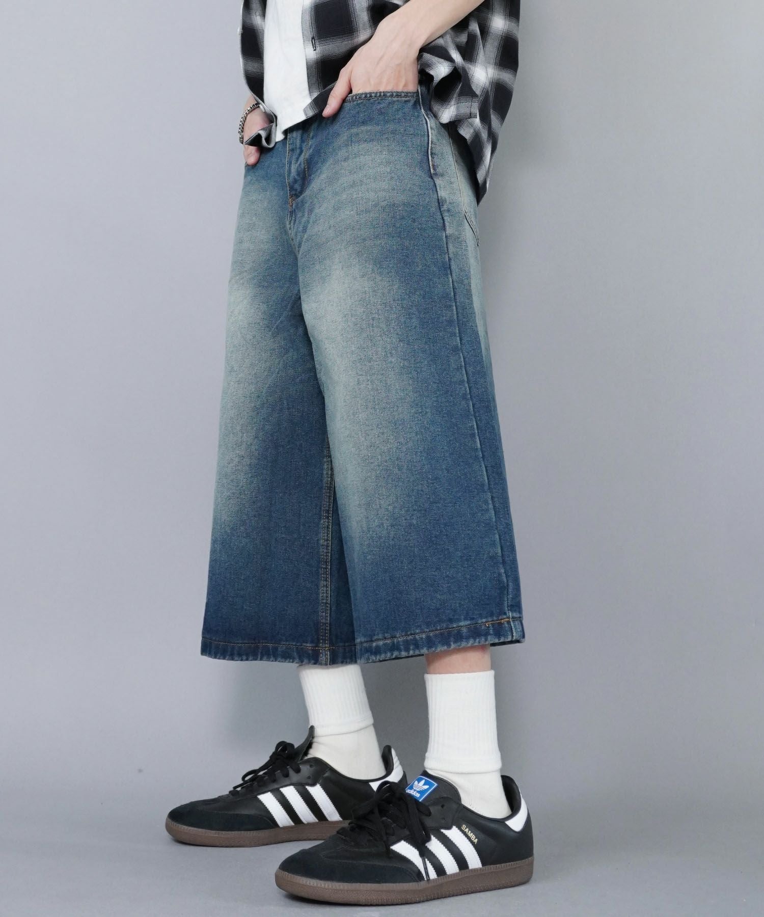 ヴィンテージ加工ジョーツデニムパンツ/ハーフパンツ | SPINNS WEB