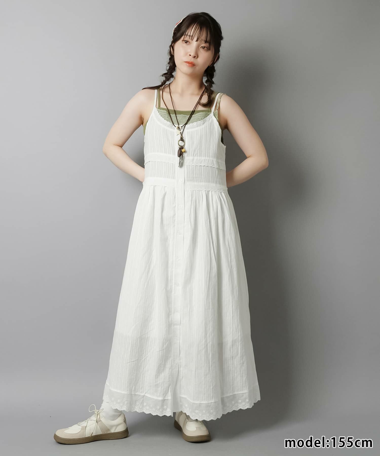75%OFF】コットンキャミワンピース/フロントボタン/#NEO森ガール