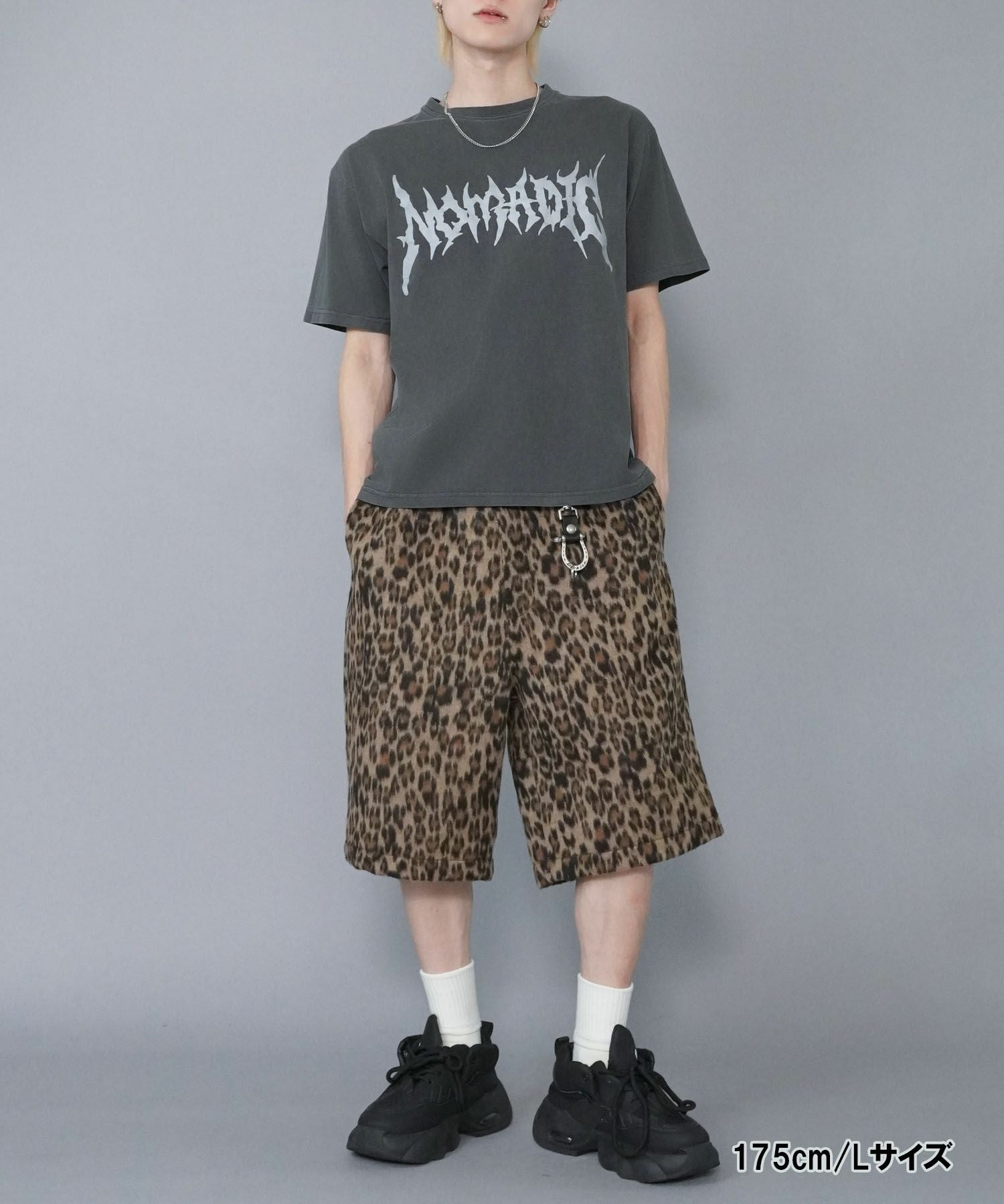 レオパードプリントのシャギーフェルトハーフパンツ|メンズ夏スタイル