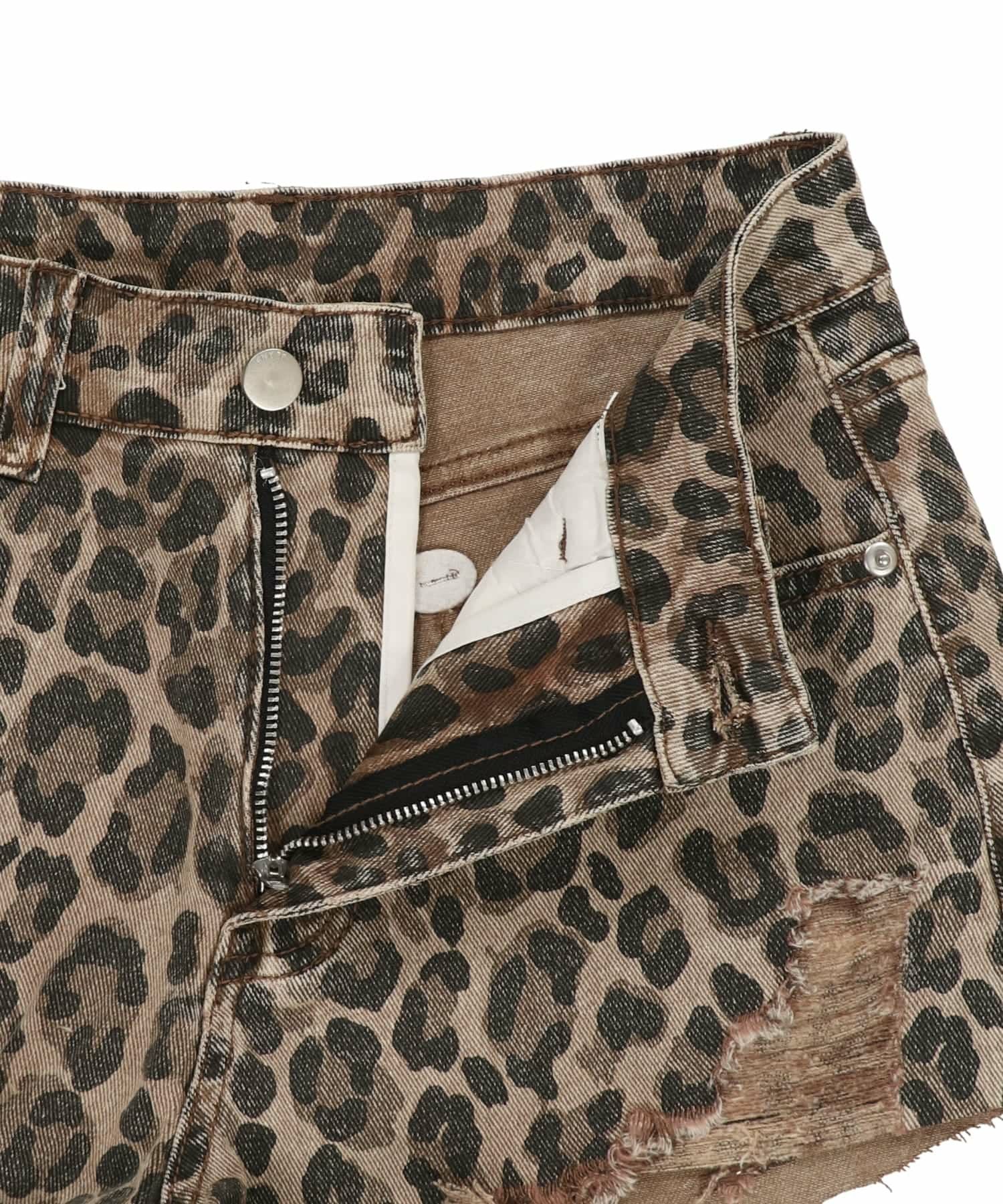 67%OFF】ツイル超ショートパンツ/ヒョウ柄ダメージ/レオパード/2サイズ