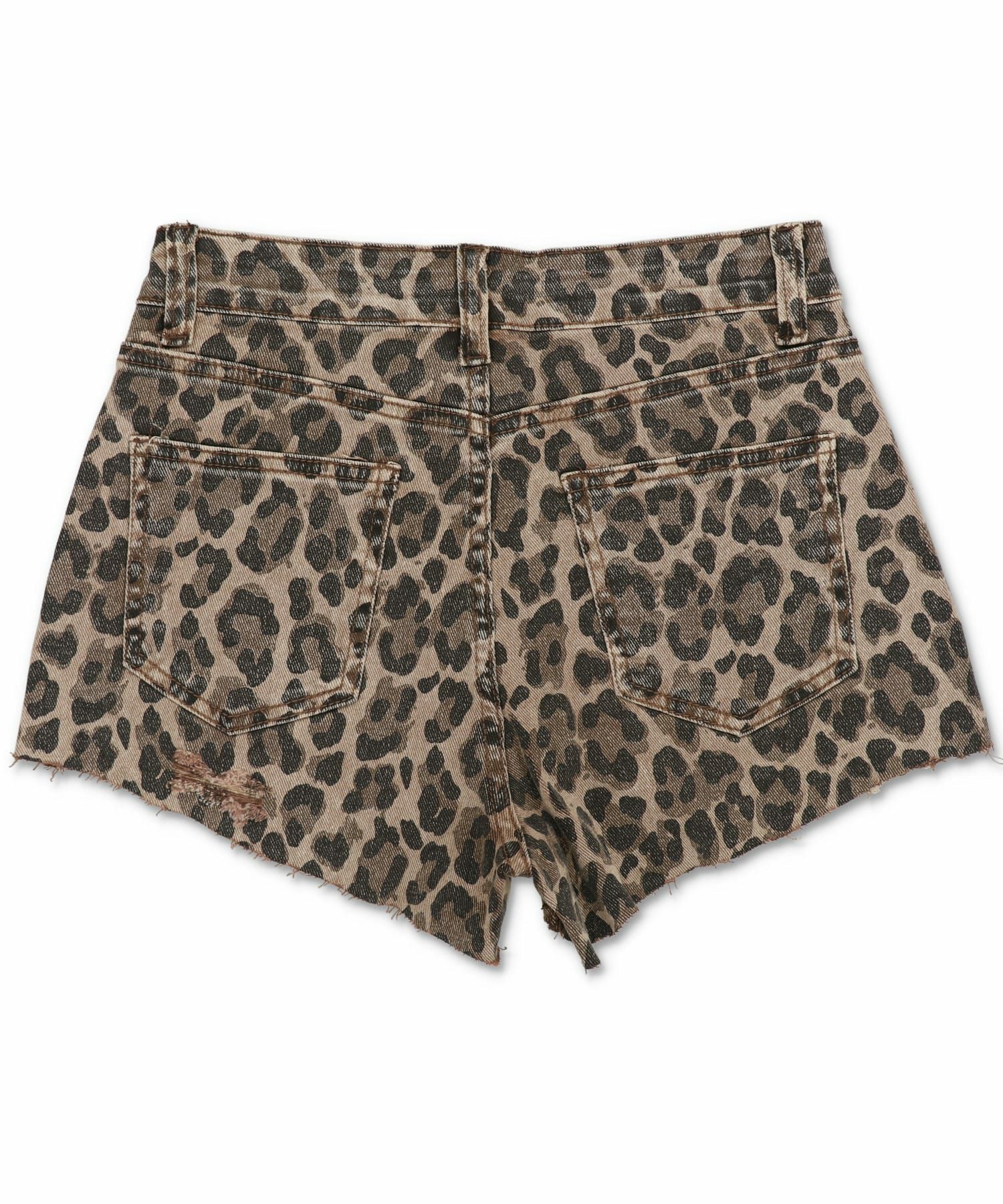 67%OFF】ツイル超ショートパンツ/ヒョウ柄ダメージ/レオパード/2サイズ