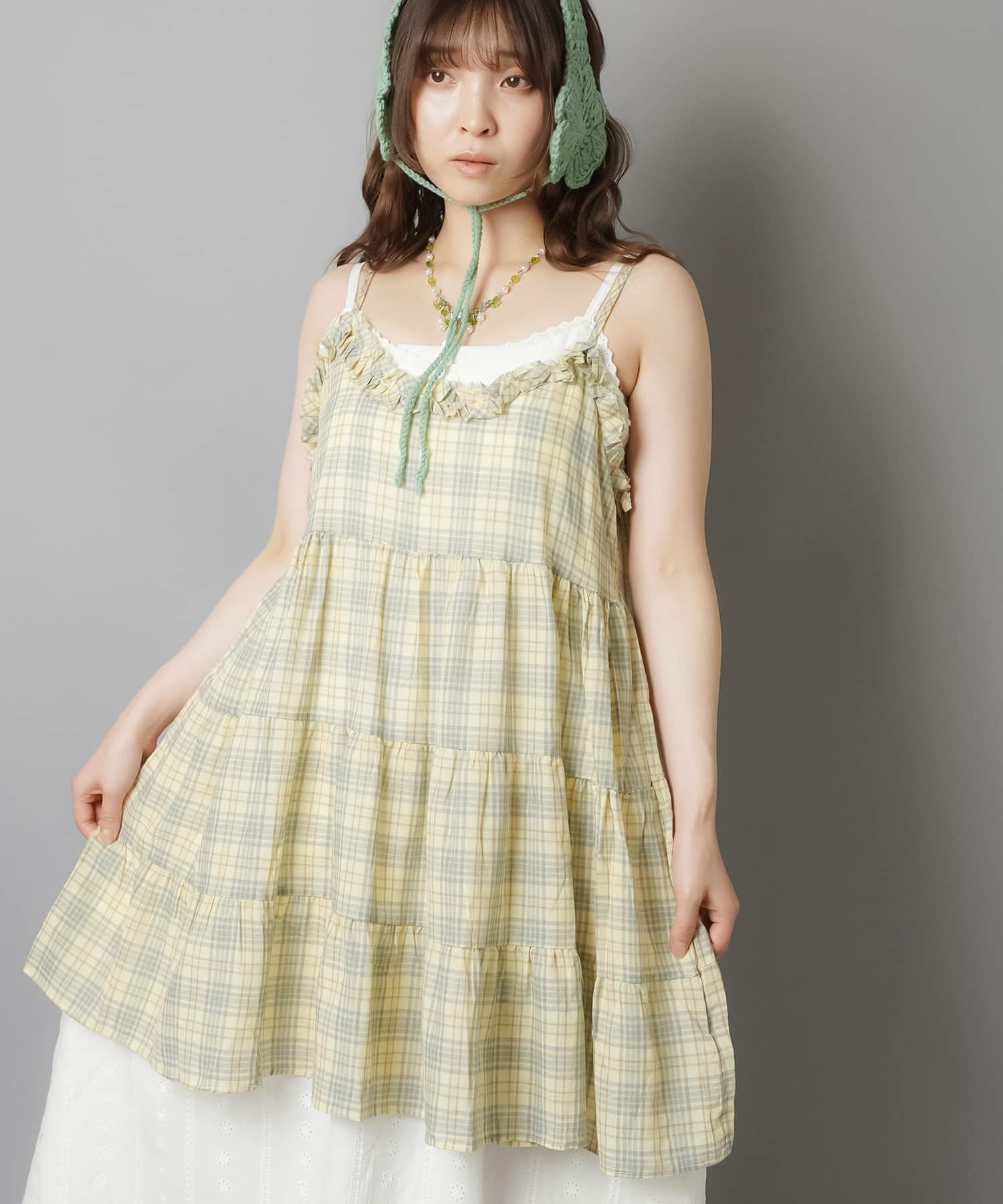 75%OFF】ティアードキャミワンピース/チェック/#NEO森ガール | SPINNS