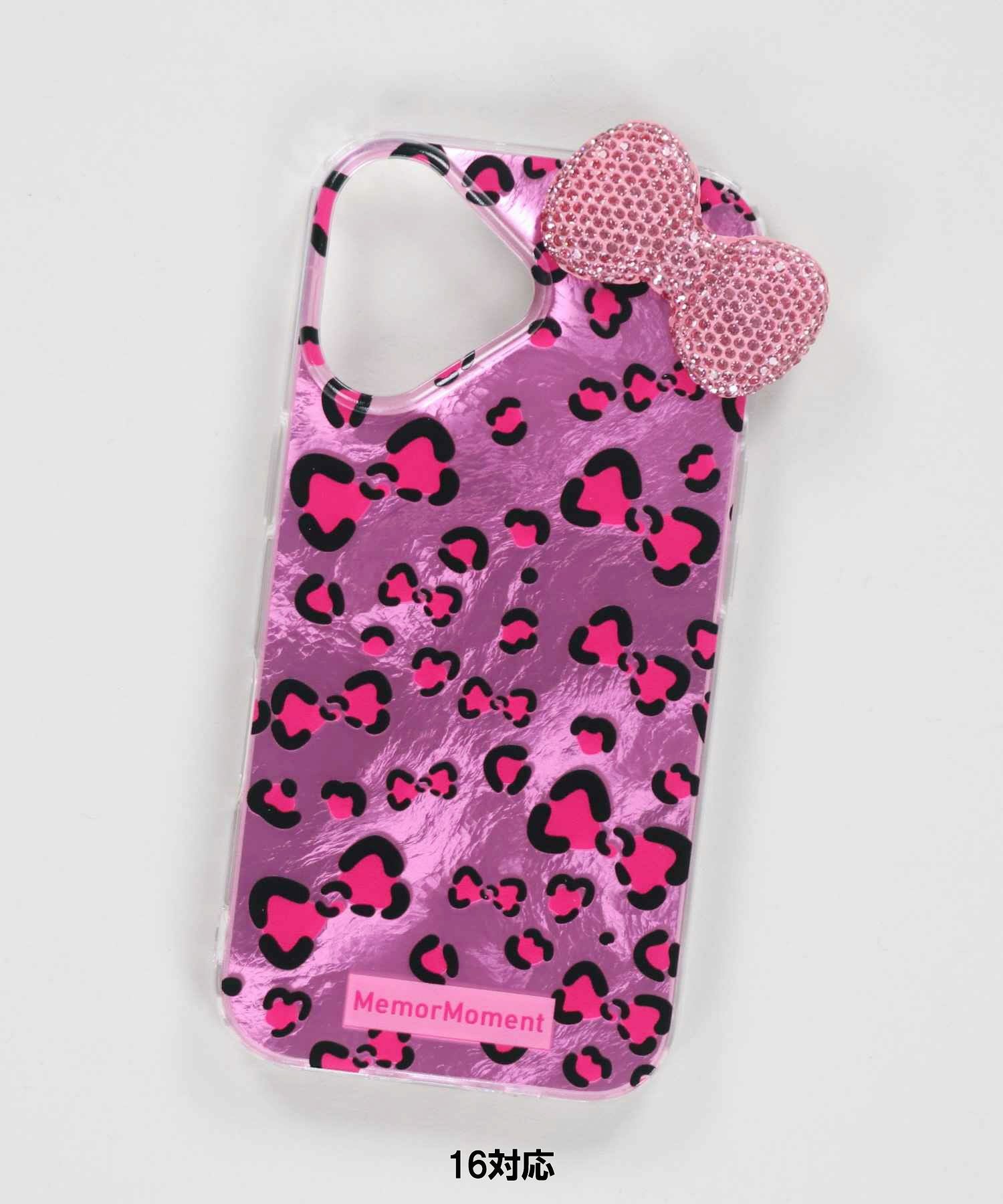 プラスマホケース/ヒョウ柄リボン/レオパード＜メール便対応