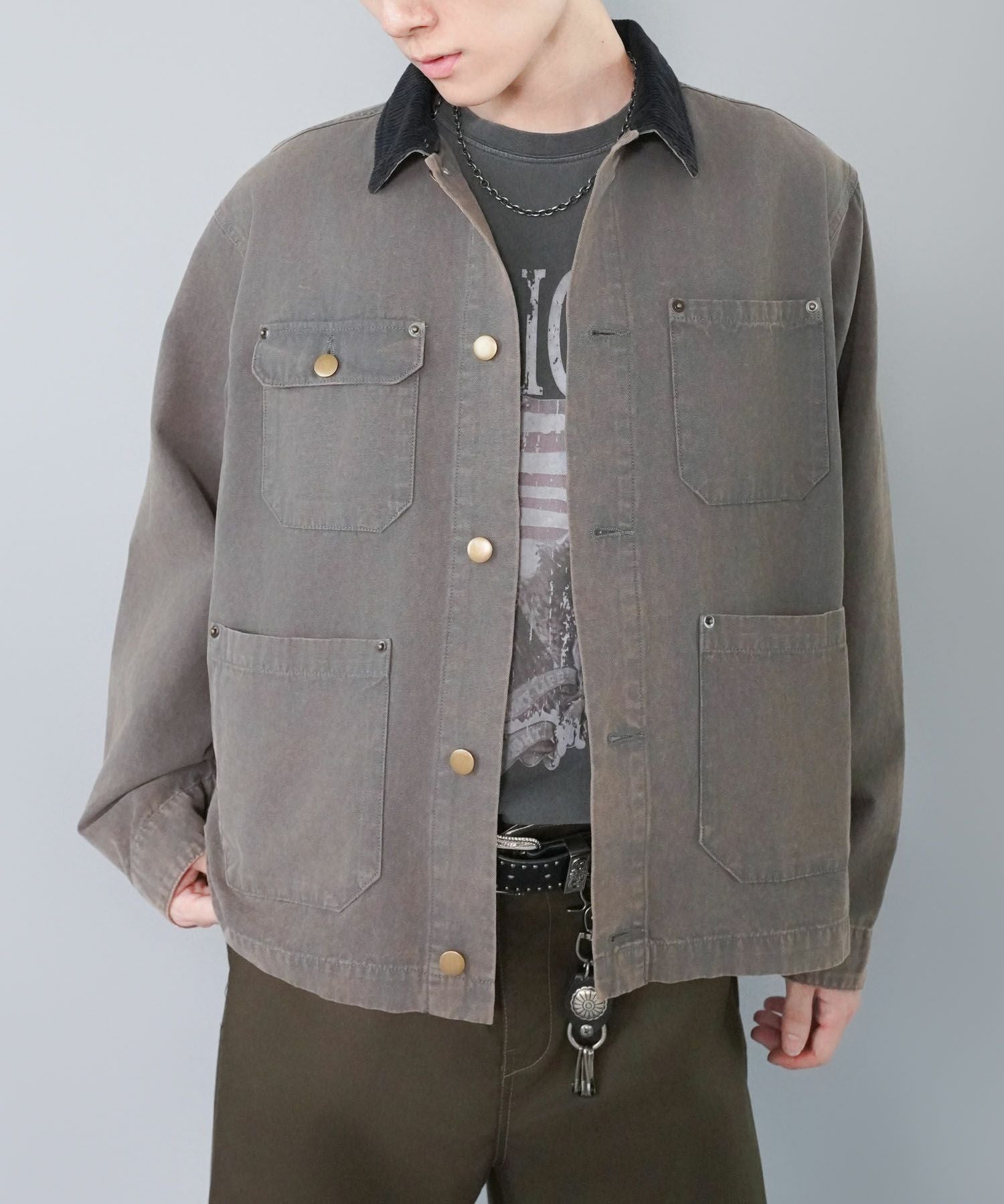 15%OFF】短丈カバーオールジャケット/ワークブルゾン/ユニセックス