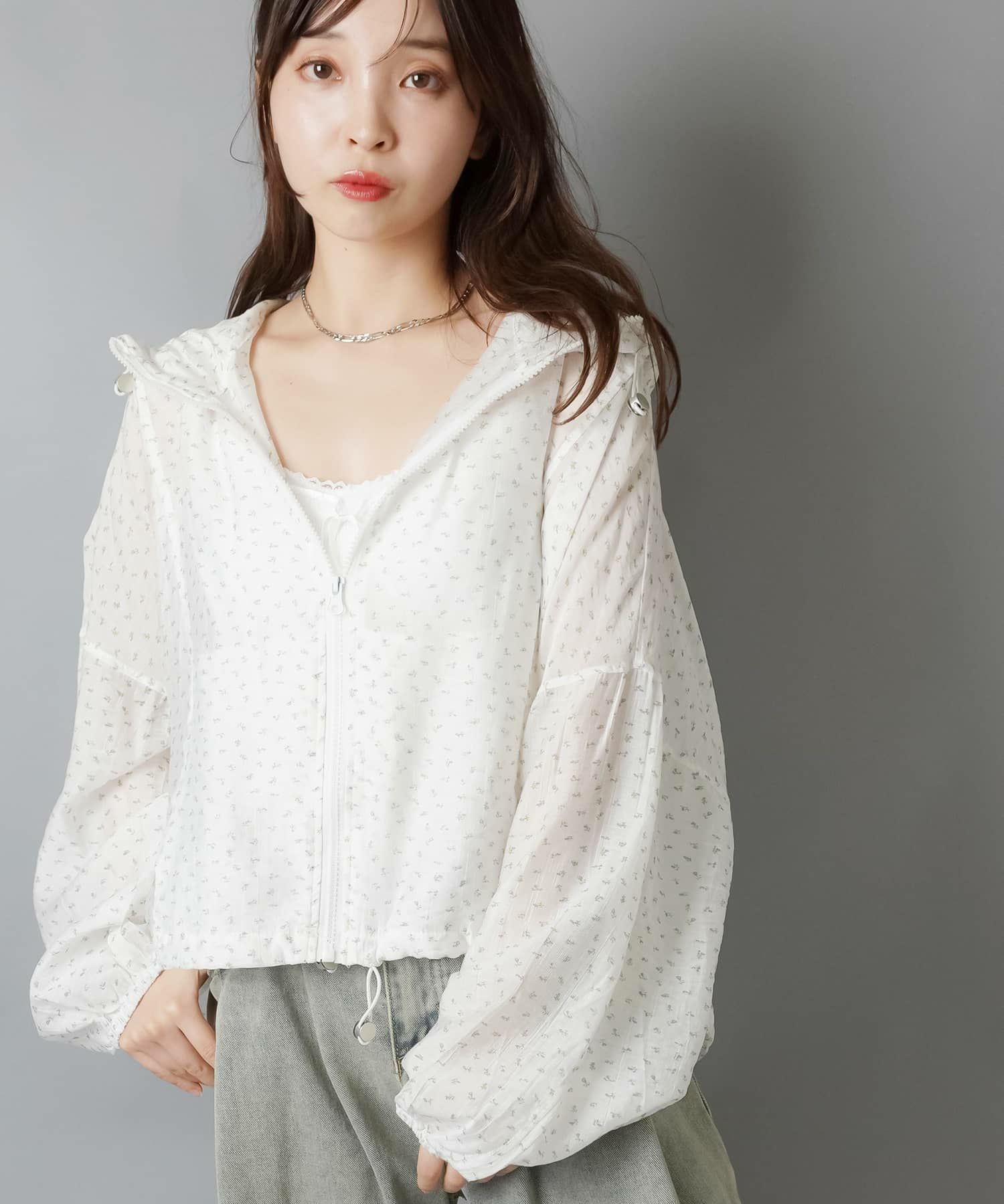 75%OFF】薄手ジップパーカー/小花柄/#ウィッシュコア | SPINNS WEB